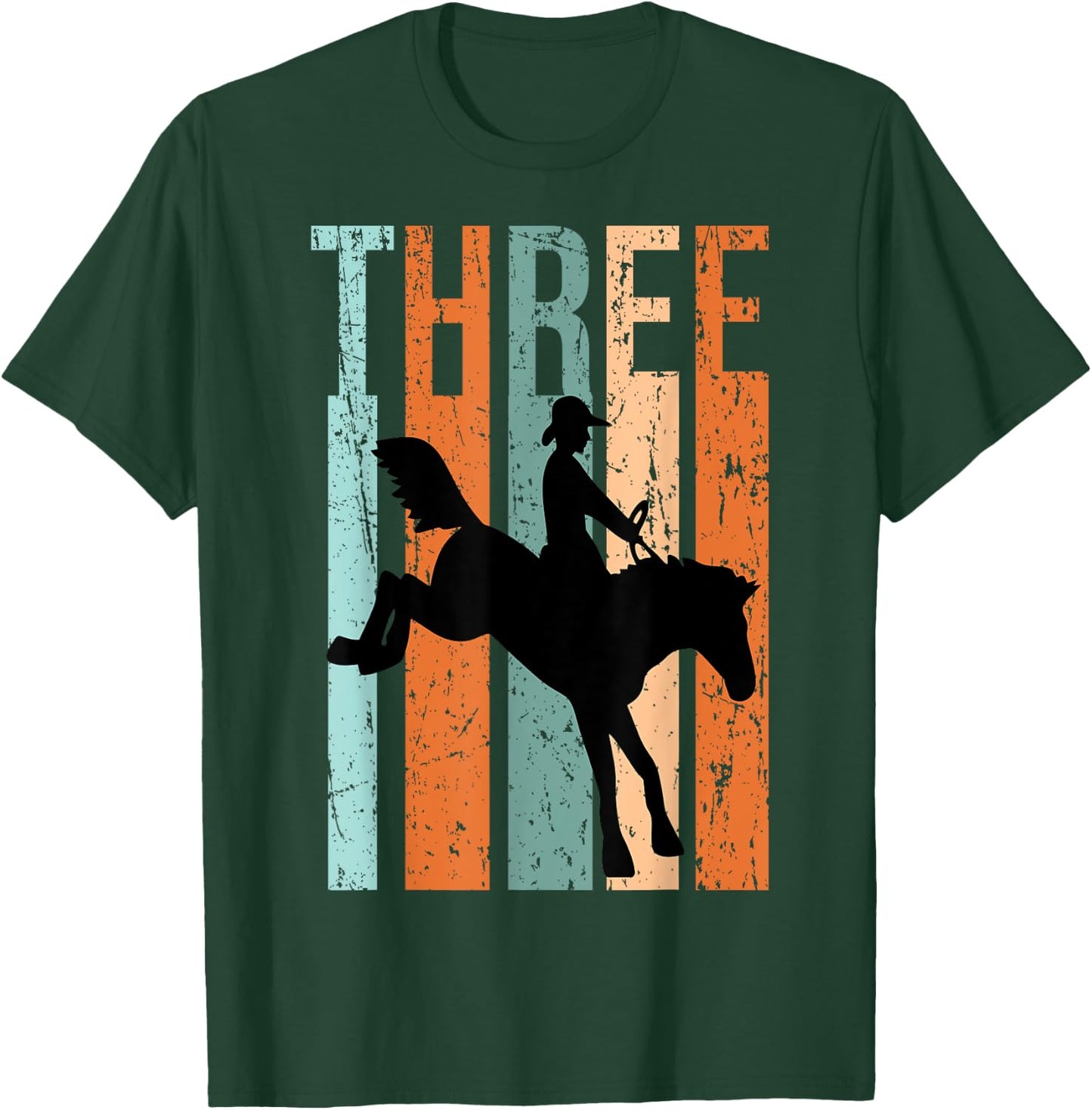 3rd Birthday Kids Retro Rodeo Horse Lovers Cowboys Rider T-Shirt - T-Shirt | Forest
