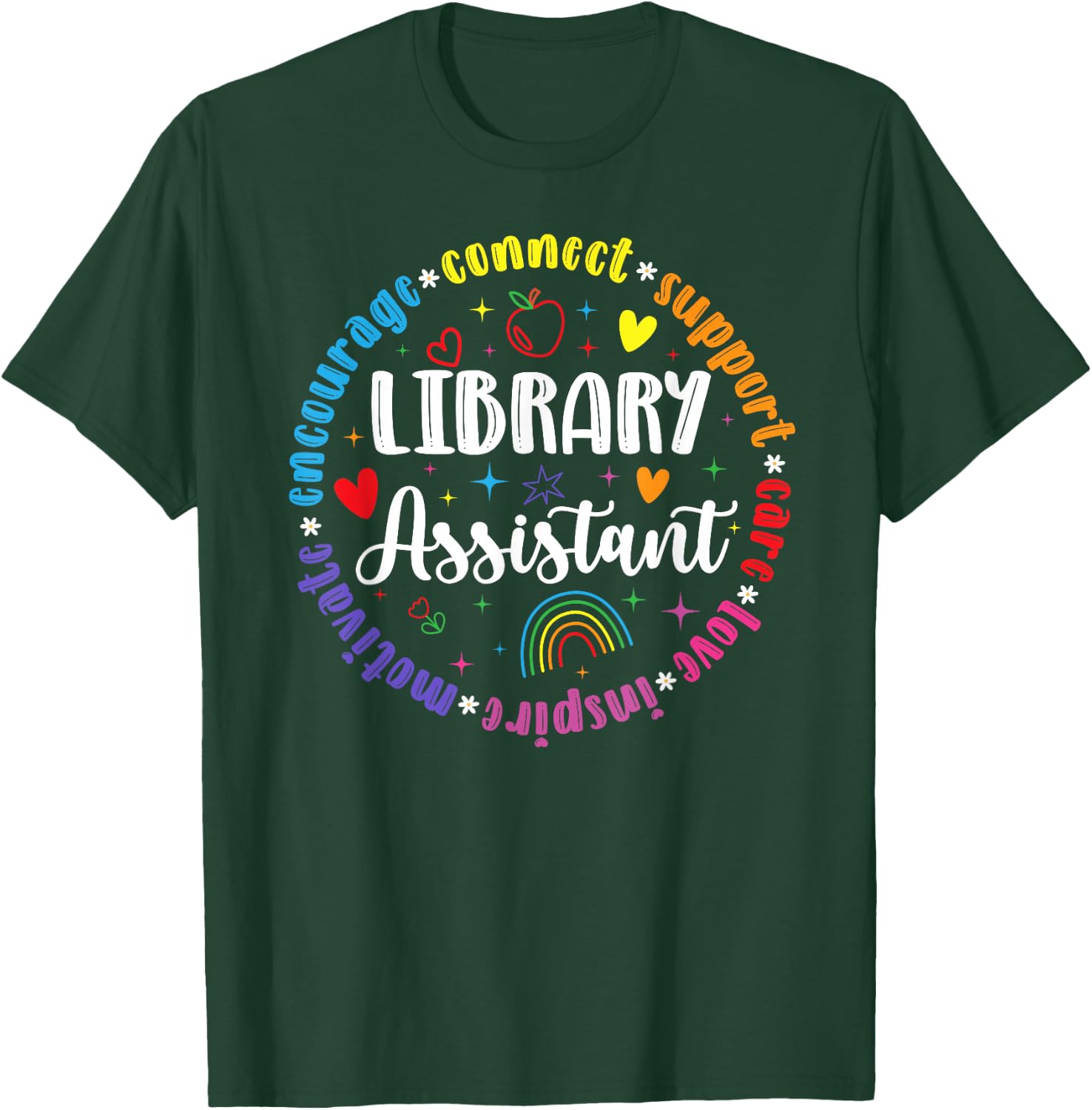 Library Assistant Appreciation Circle Librarian Assistant T-Shirt - T-Shirt | Forest