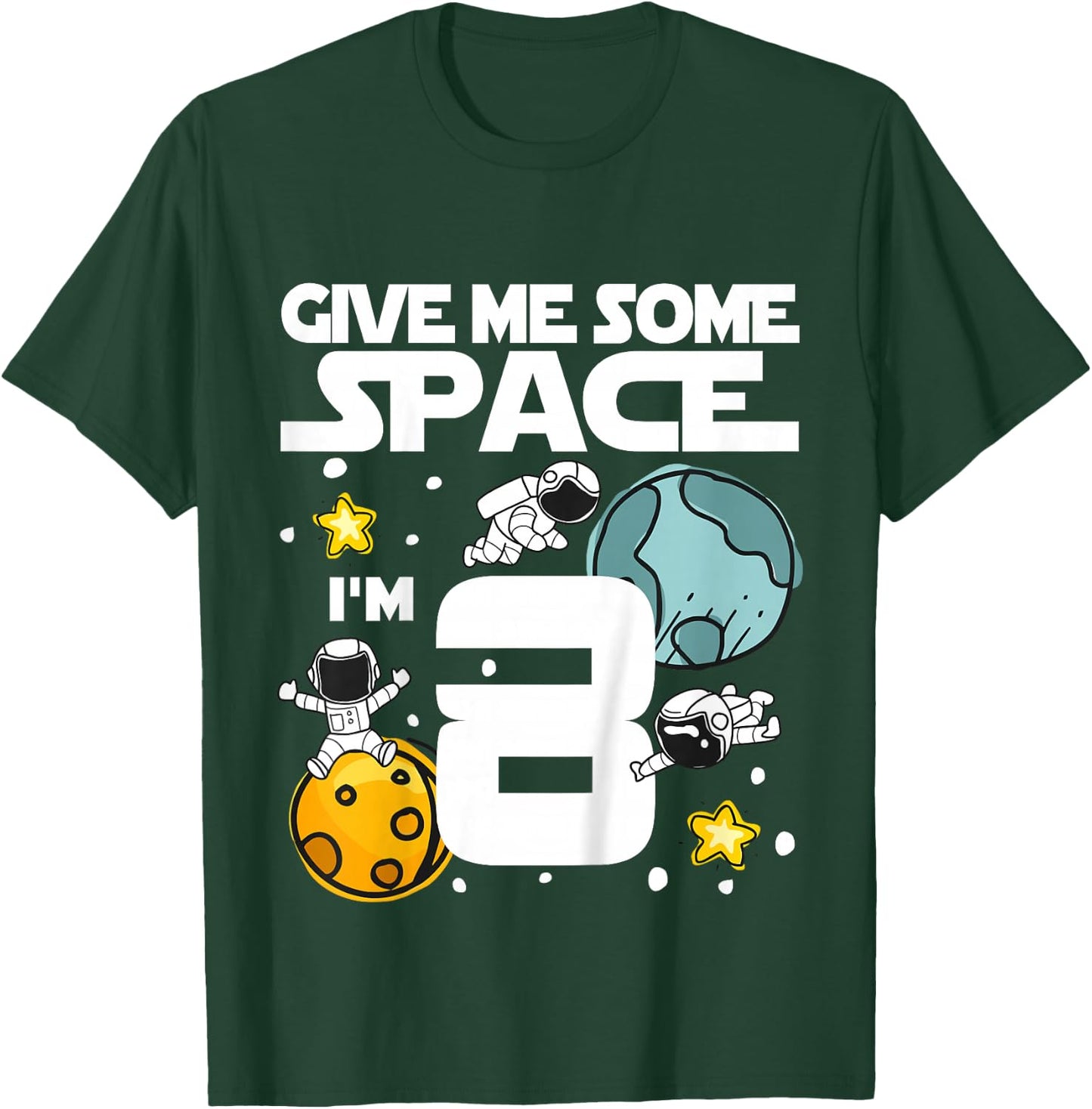 8 Year Old Outer Space Birthday Planets Astronaut 8th Gift T-Shirt - T-Shirt | Forest