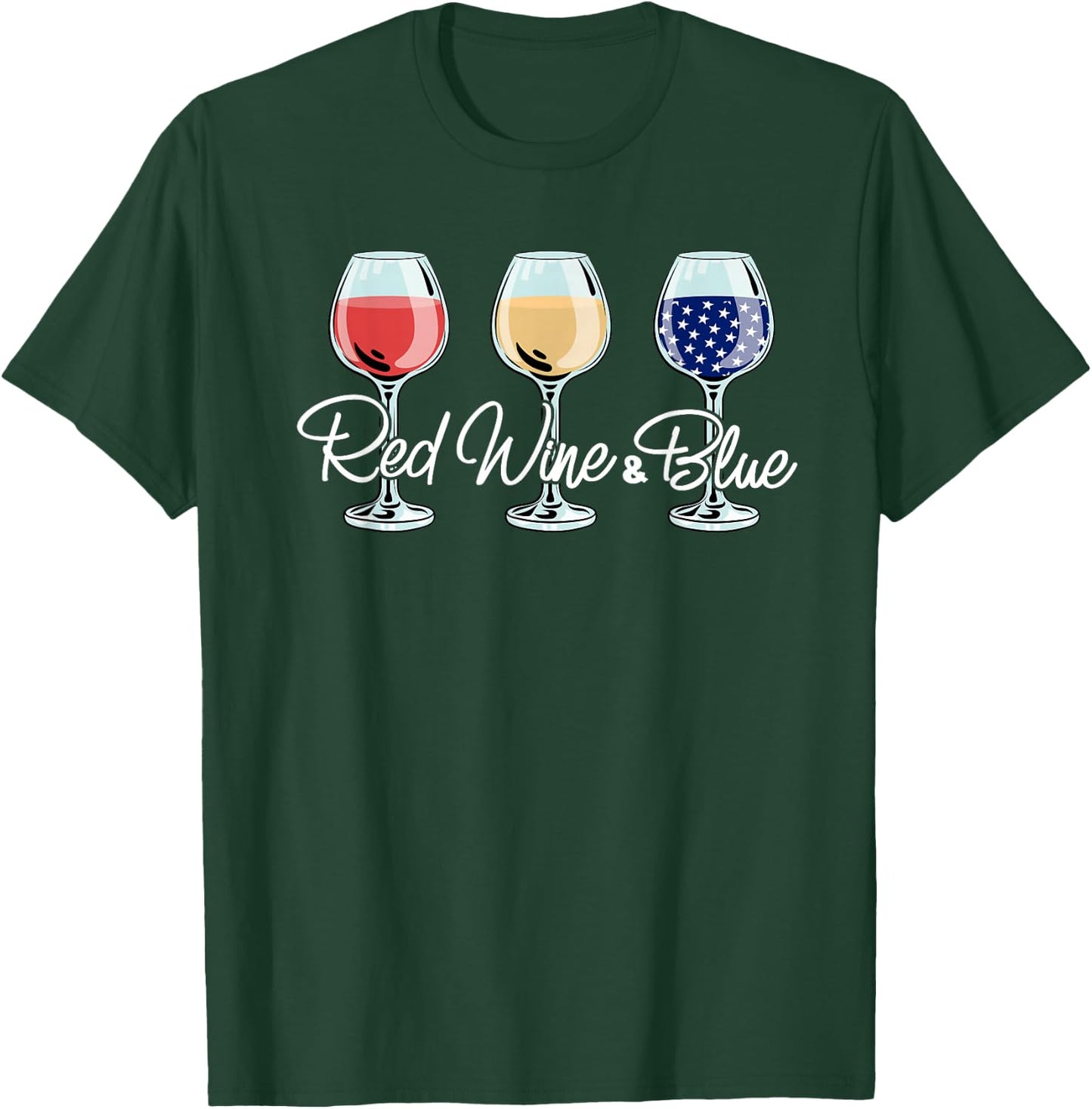 Red White And Blue Wine Glasses Women 4th Of July T-Shirt - T-Shirt | Forest