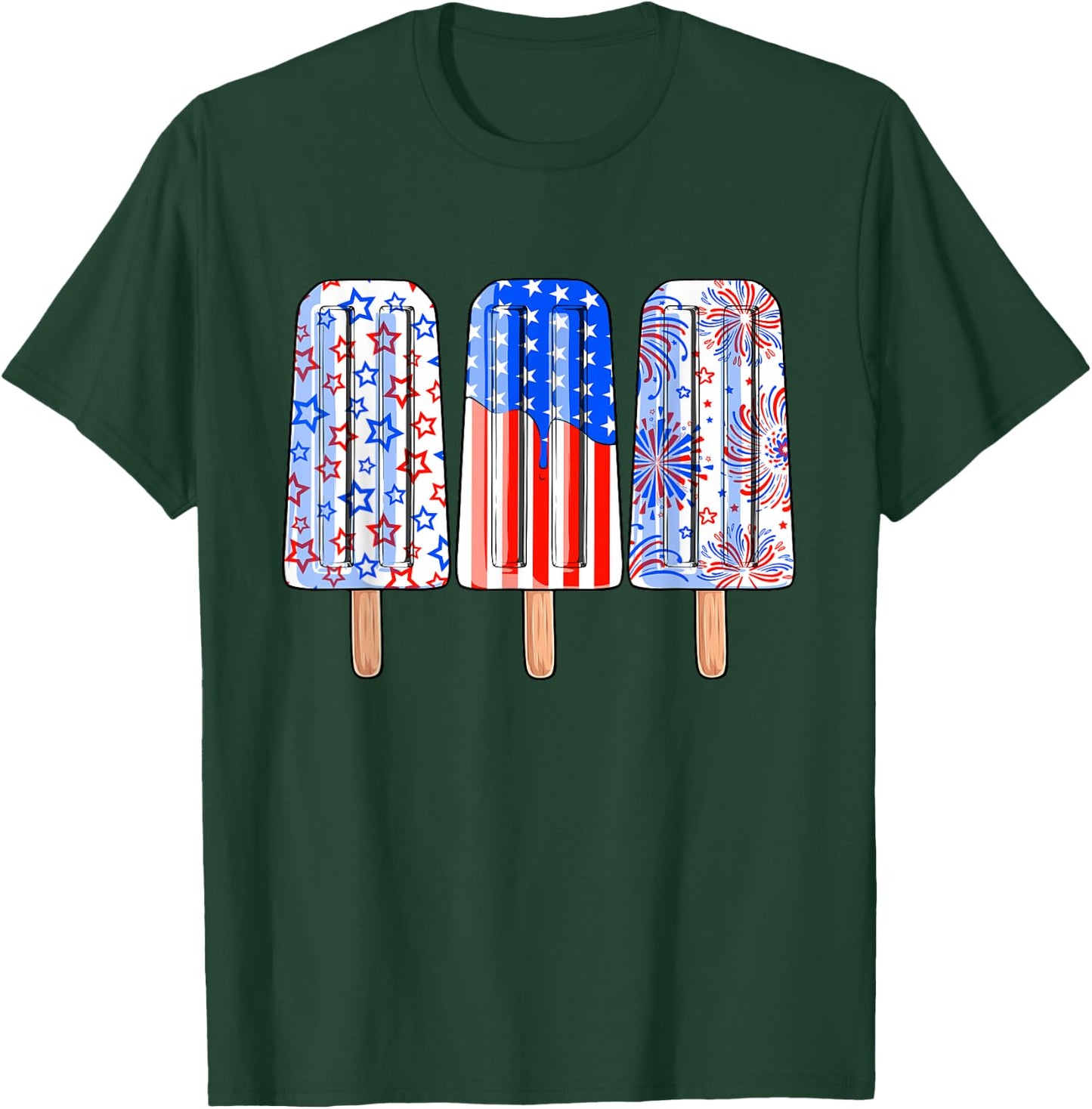 4th Of July Popsicle Red White Blue American Flag Patriotic T-Shirt - T-Shirt | Forest