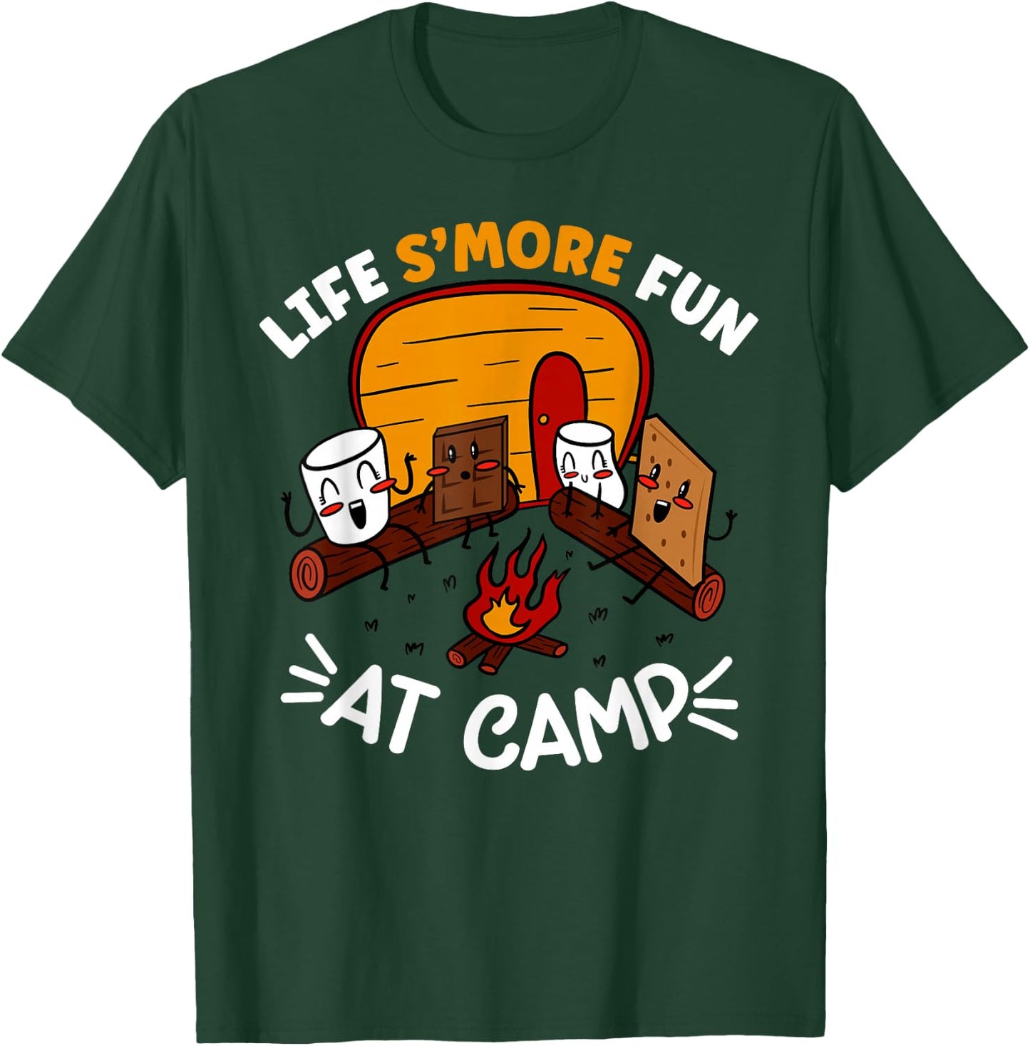 Funny S'mores Camping Campfire Marshmallow Life S'more Fun T-Shirt - T-Shirt | Forest