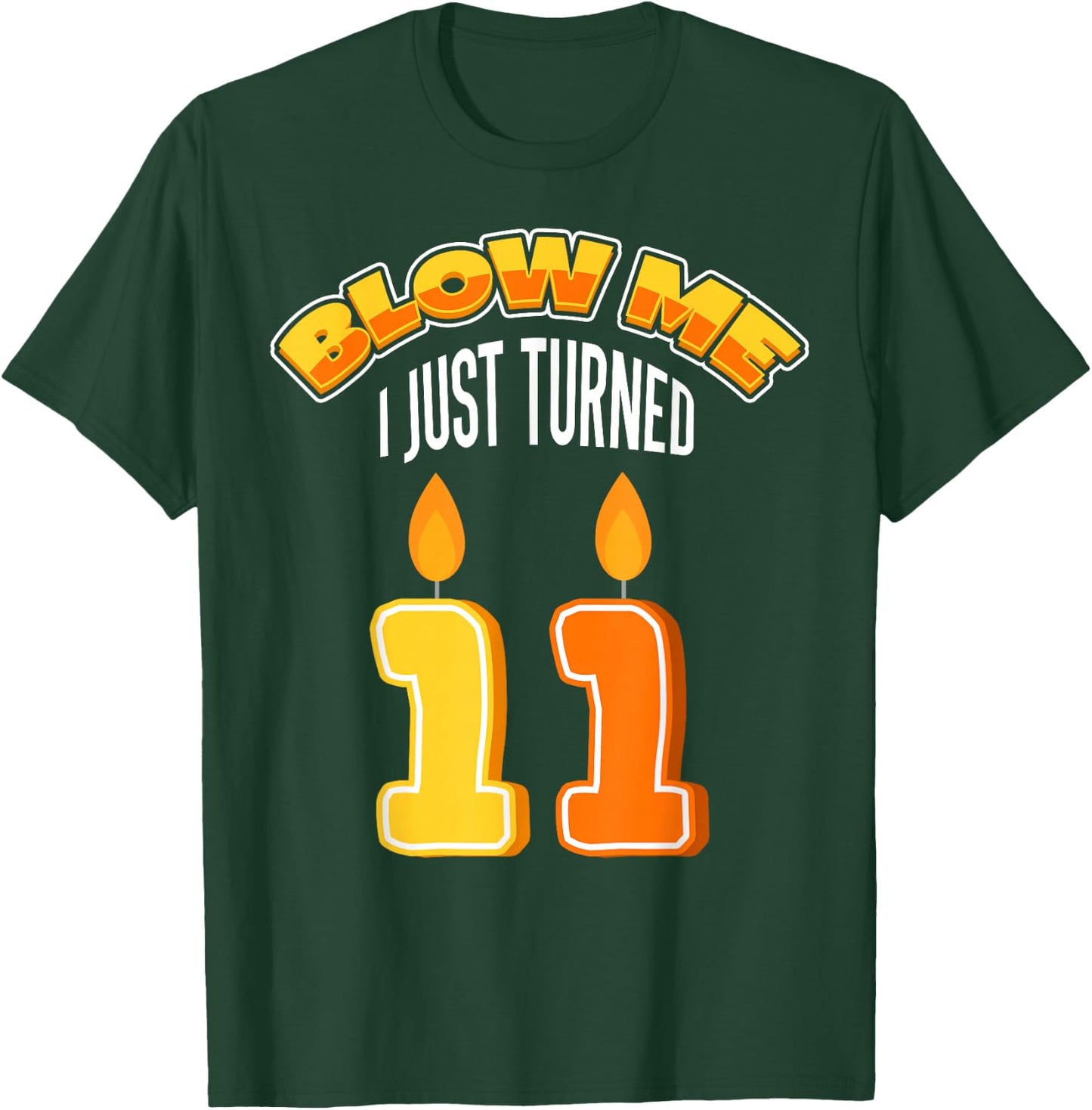 Candle 11 Birthday Party Decor Wishes Blow Candlelight Cake T-Shirt - T-Shirt | Forest