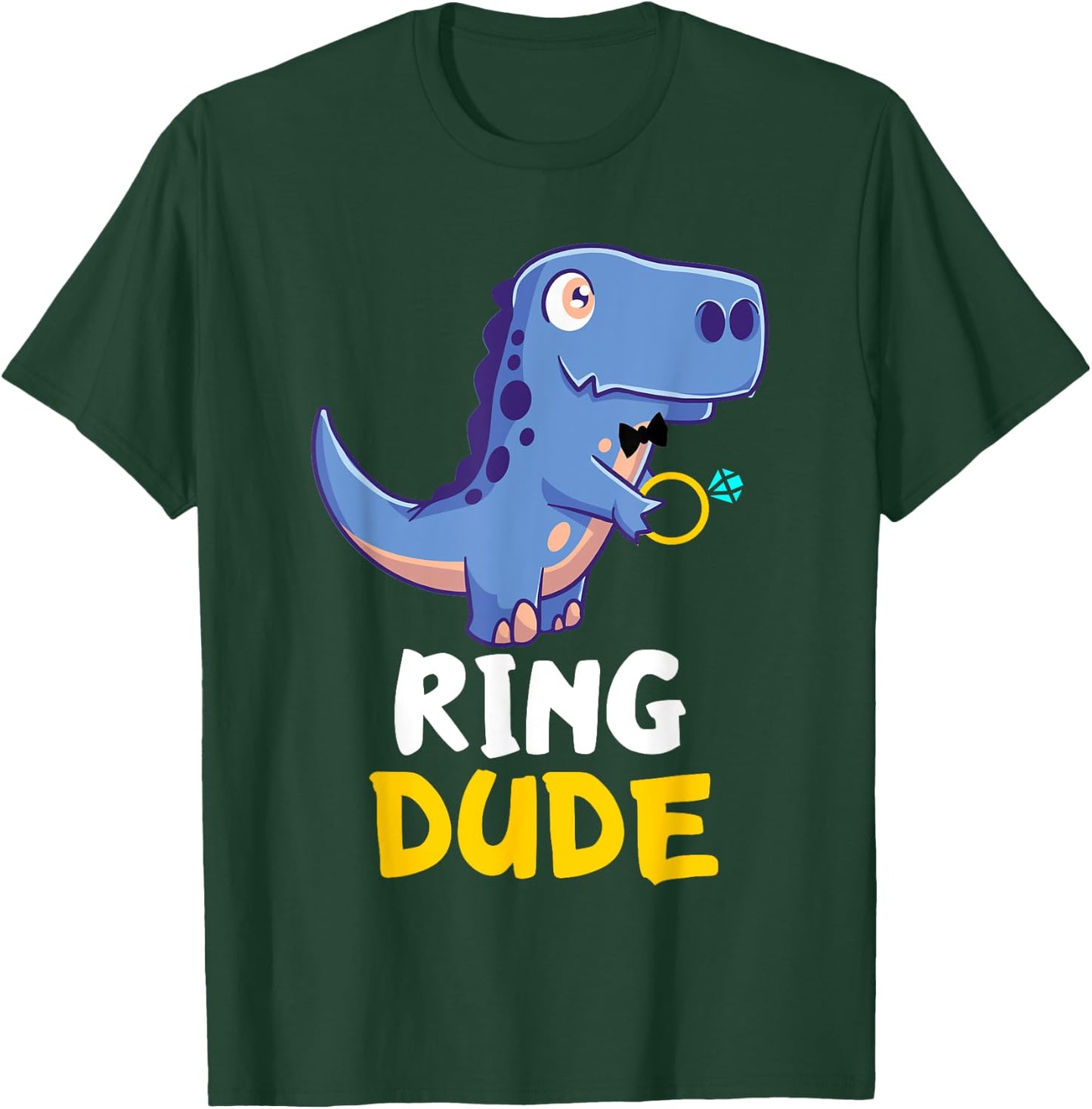 Ring Bearer Ring Dude Dino T-Rex Wedding Party Security Ring T-Shirt - T-Shirt | Forest
