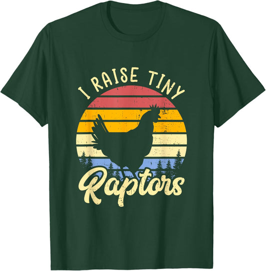 I Raise Tiny Raptors Shirt Vintage Chicken Mom Shirt Hen T-Shirt - T-Shirt | Forest