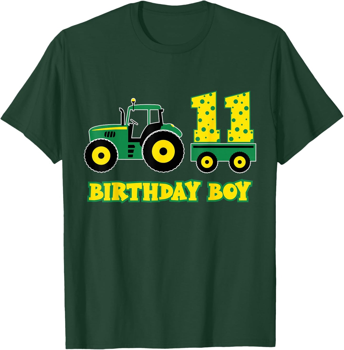 Tractor Truck 11th Birthday Boy Funny 11 Years Old Farm Boys T-Shirt - T-Shirt | Forest