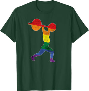 Gay Pride Weightlifting training Gym distressed look T-Shirt - T-Shirt | Forest