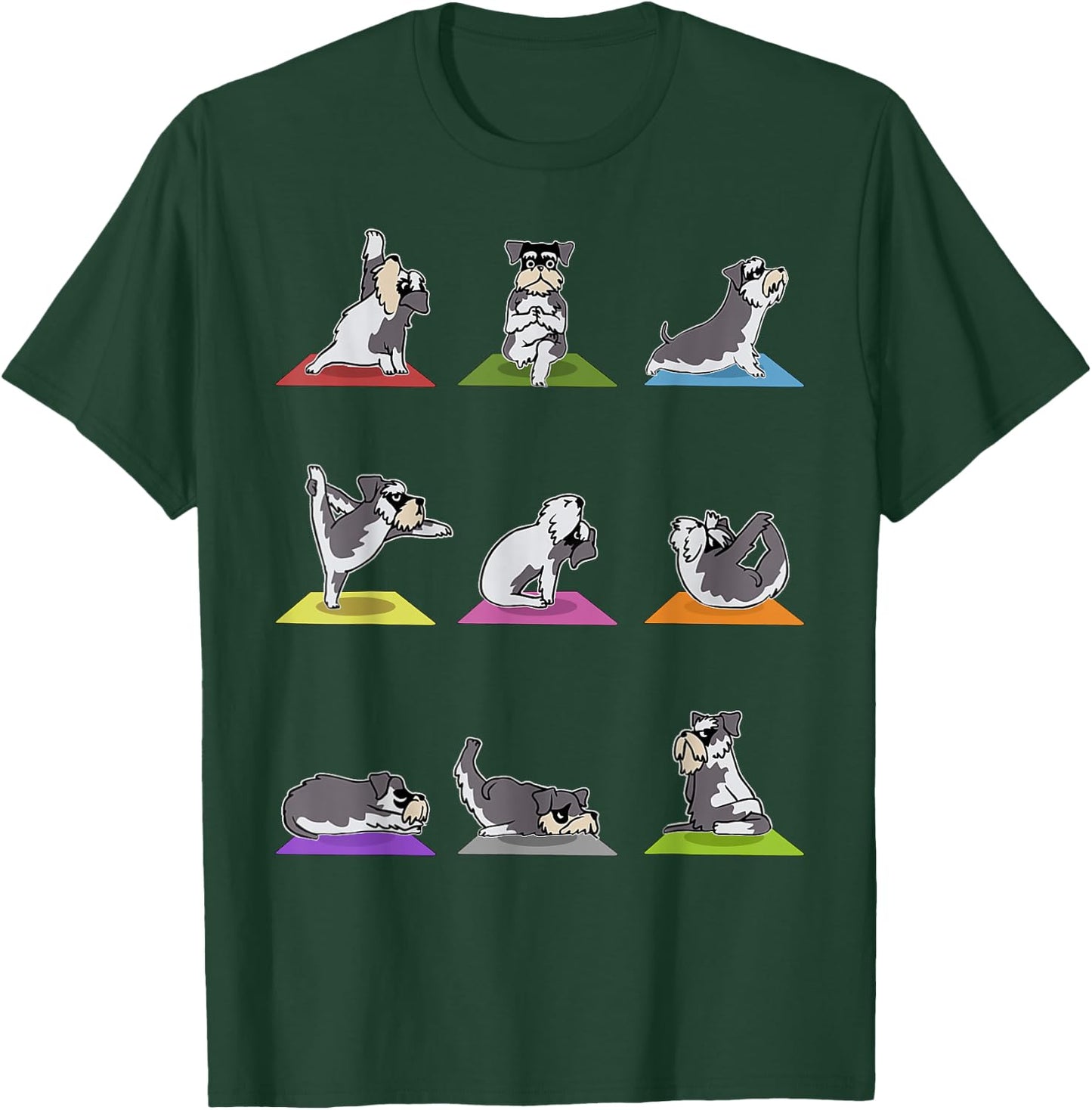 Funny Miniature Schnauzer Dogs Yoga Poses Meditation Lovers T-Shirt - T-Shirt | Forest