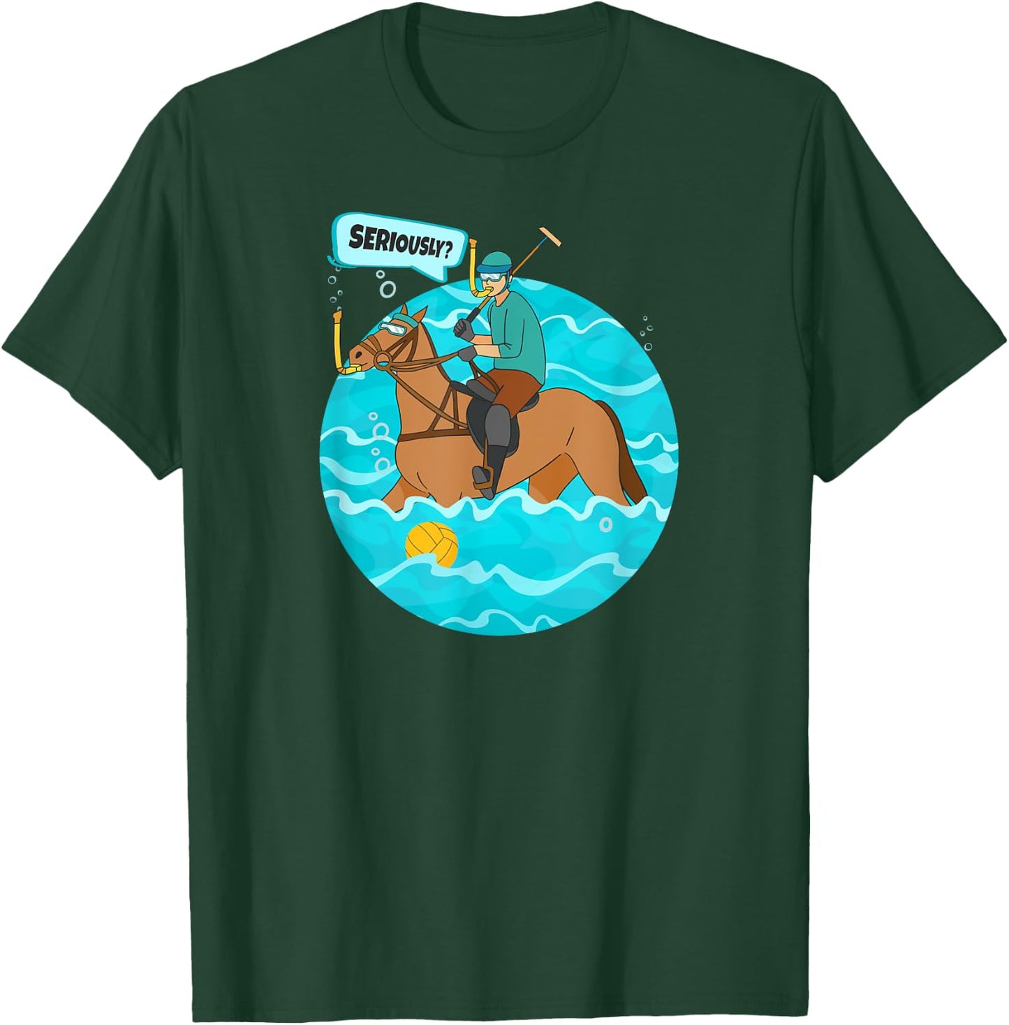 Funny Water Polo Player on Horse Playing Water Polo T-Shirt - T-Shirt | Forest
