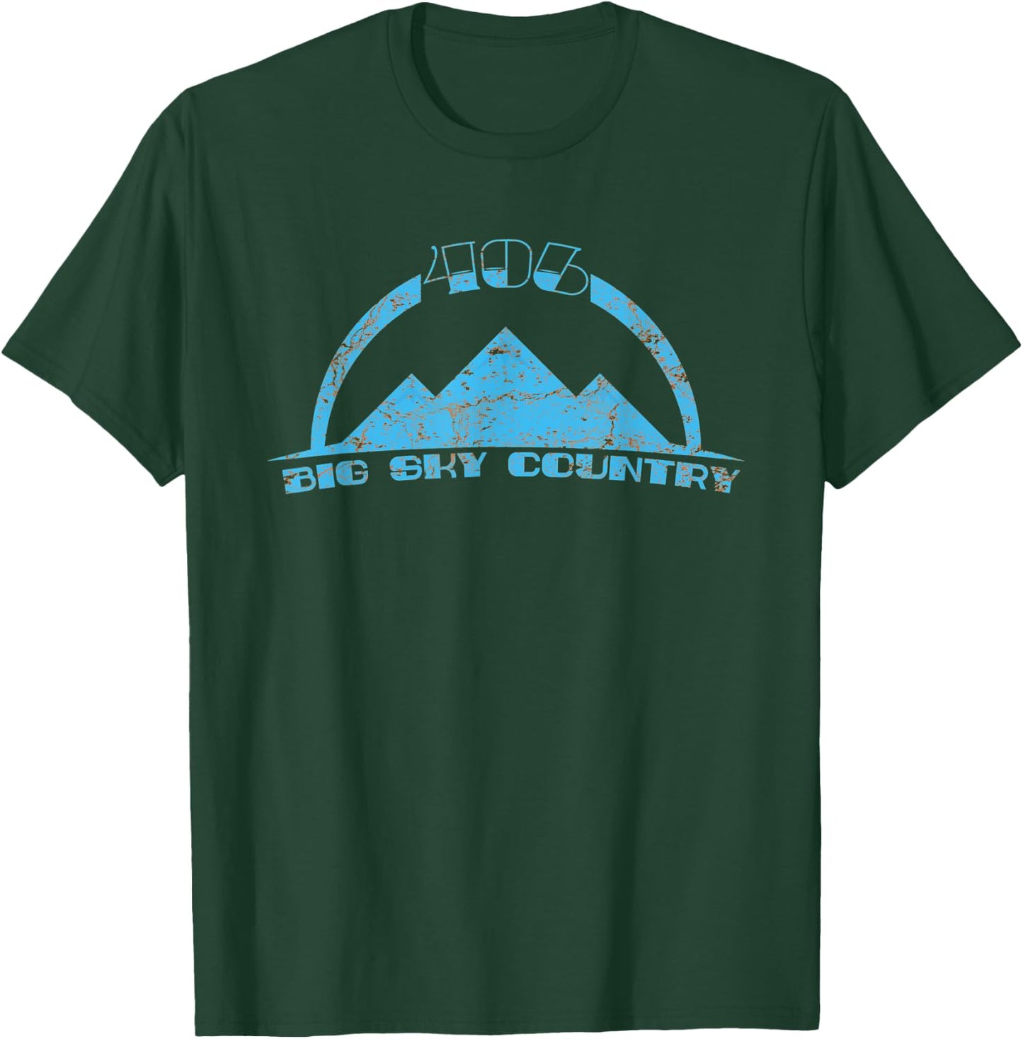 406 Big Sky Country Montana Distressed State Pride T-Shirt - T-Shirt | Forest