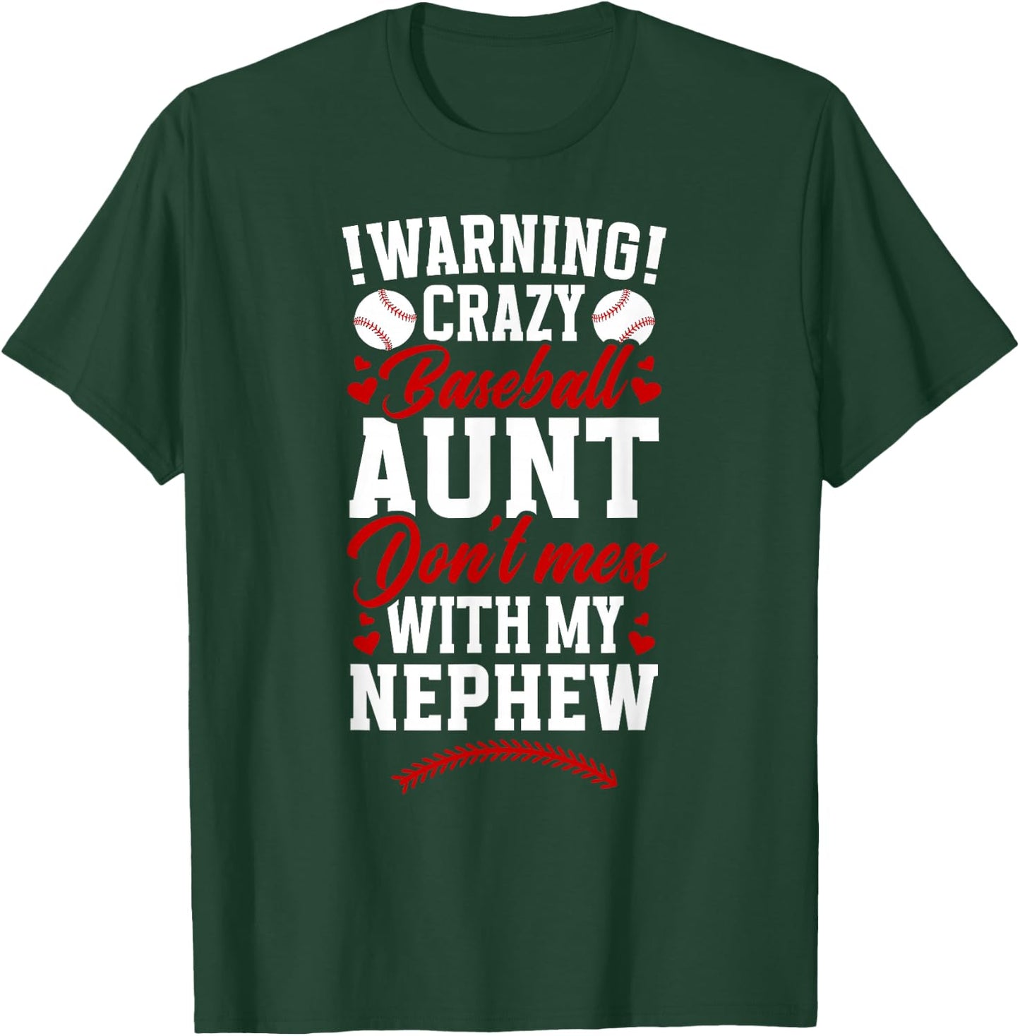 Crazy Baseball Aunt Of A Baseball Player Auntie T-Shirt - T-Shirt | Forest