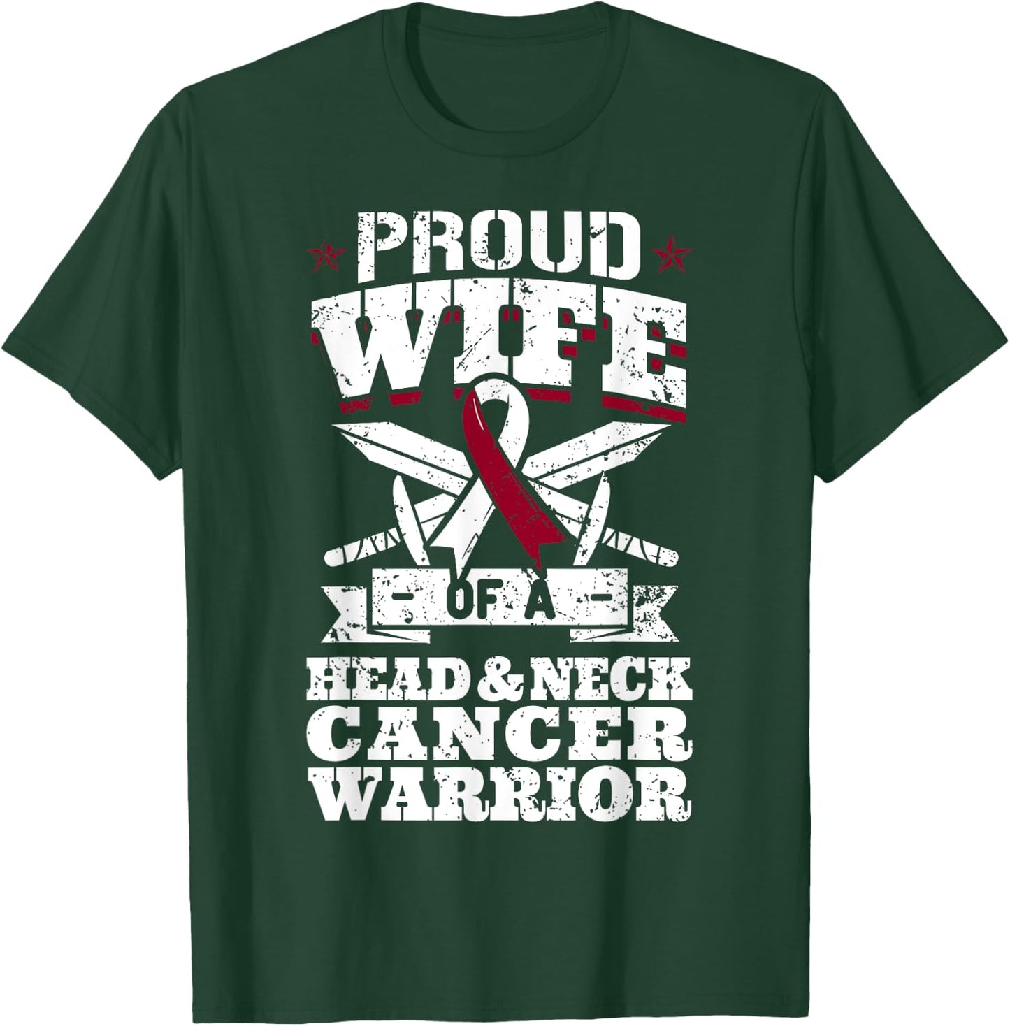 Proud Wife Of A Head & Neck Cancer Warrior Awareness Ribbon T-Shirt - T-Shirt | Forest