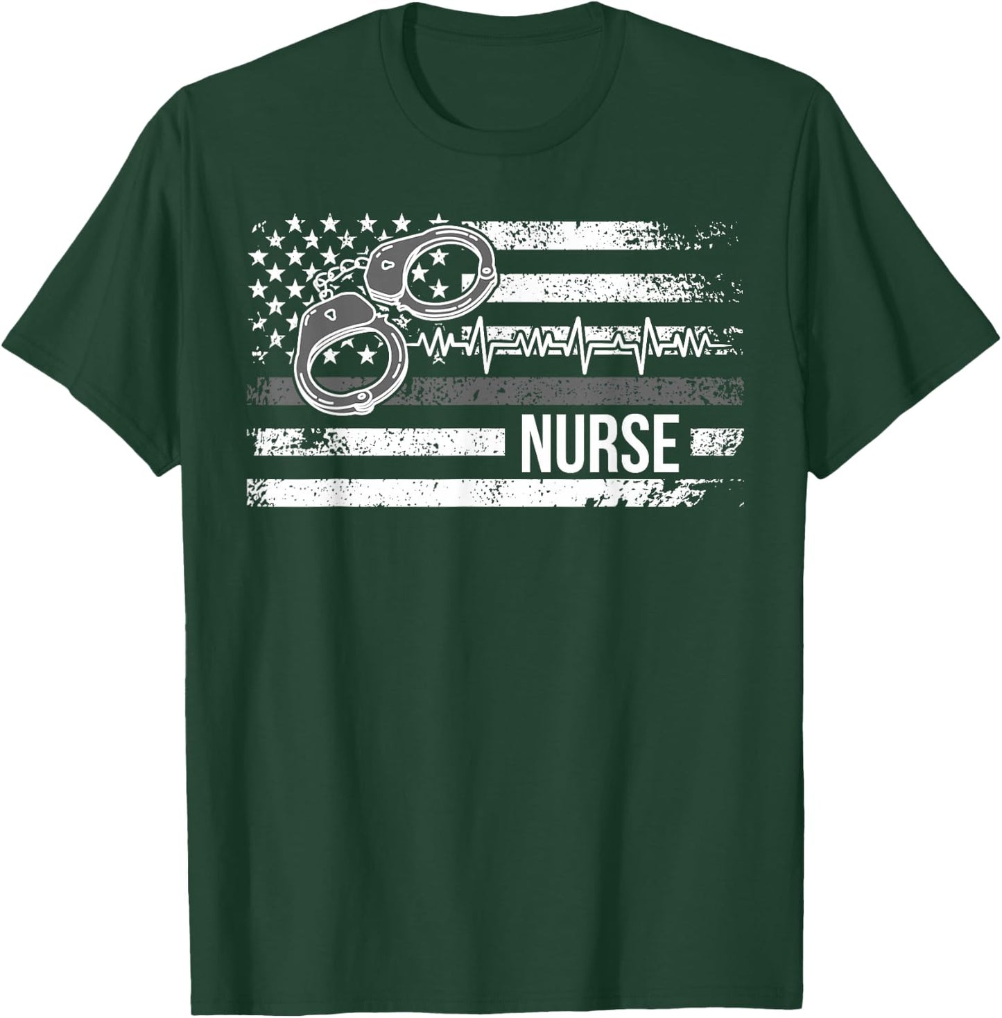 Correctional Nurse American Flag Corrections Nursing T-Shirt - T-Shirt | Forest