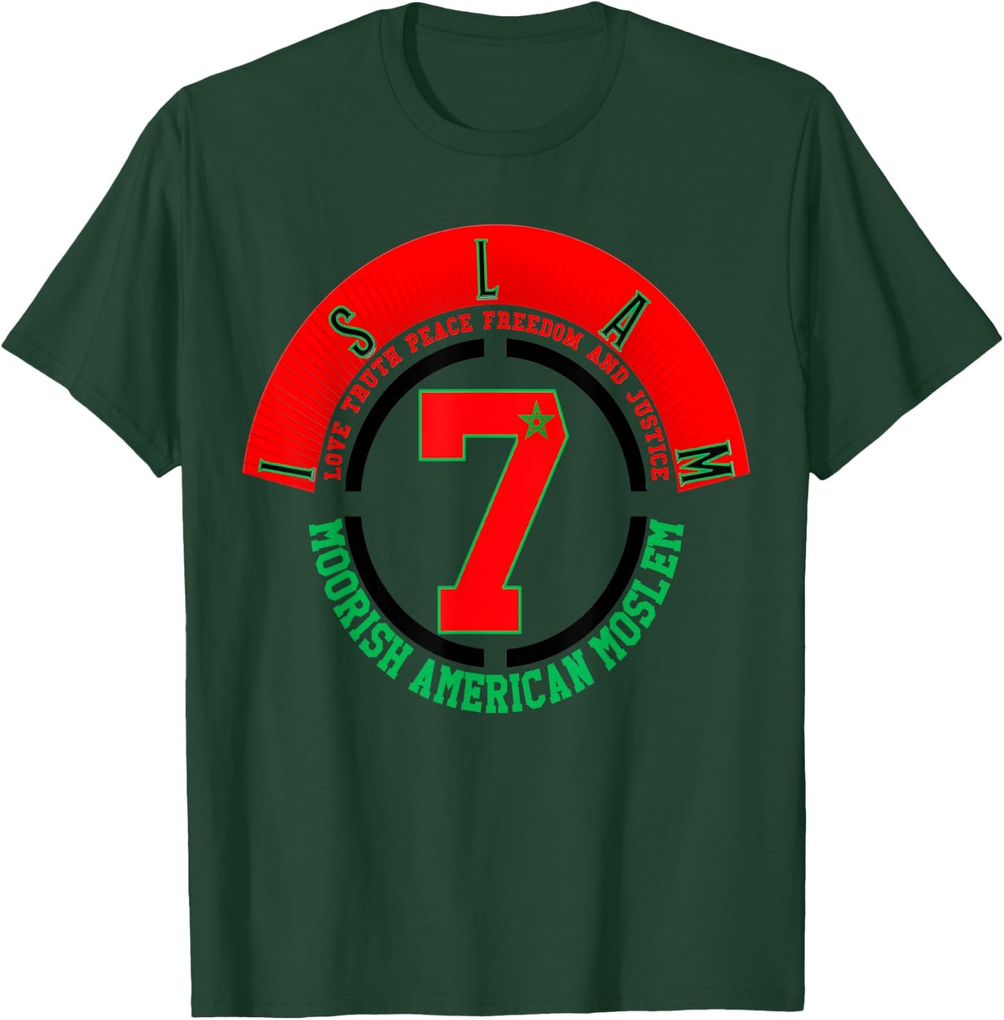 Moorish American Stylized Circle 7 T-Shirt - T-Shirt | Forest