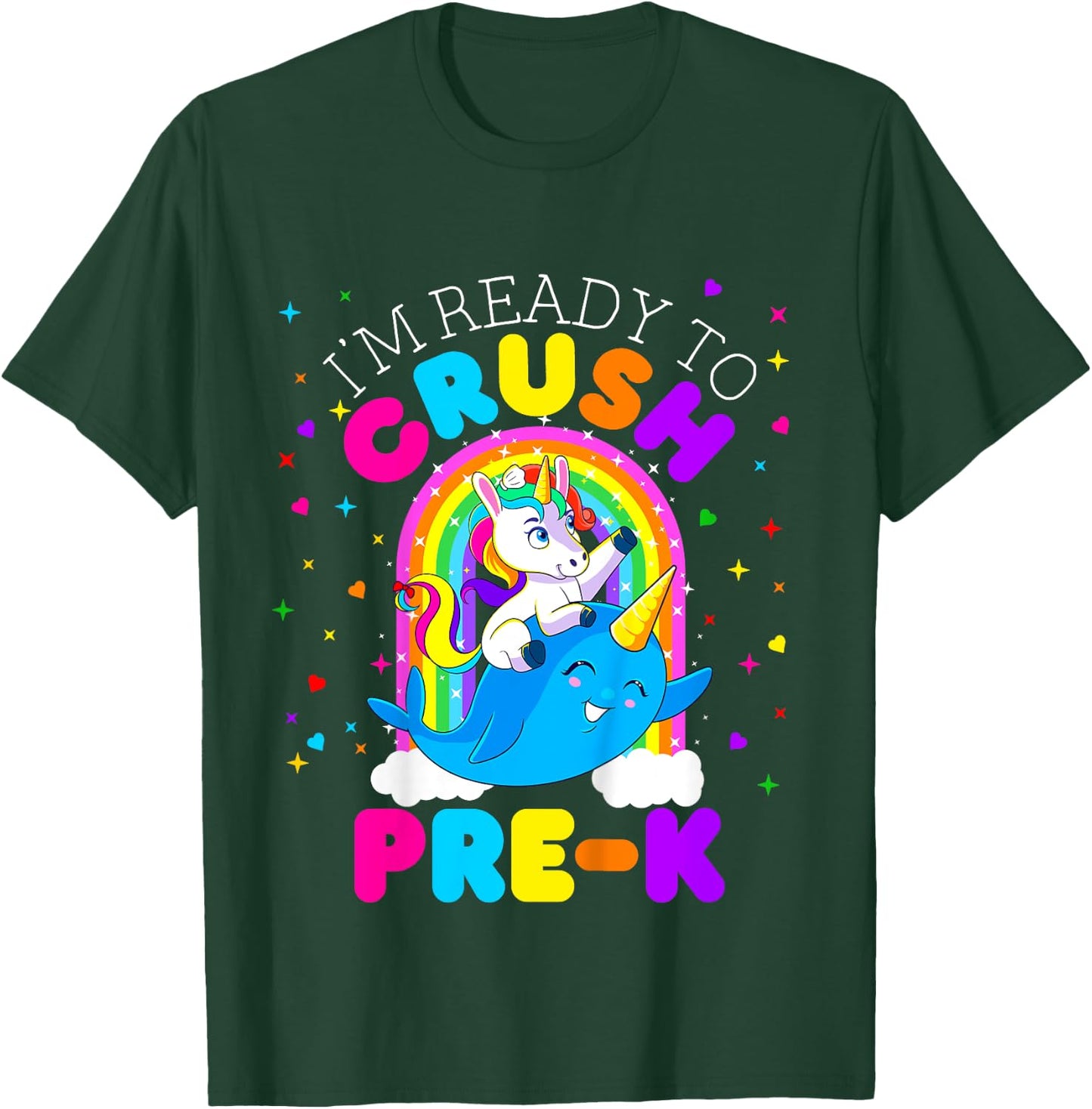 Kids I'm Ready to Crush Pre K Unicorn First Day of PreK Girls T-Shirt - T-Shirt | Forest