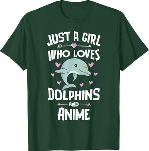 Just A Girl Who Loves Dolphins And Anime Gift Women T-Shirt - T-Shirt | Forest