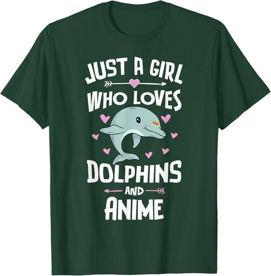 Just A Girl Who Loves Dolphins And Anime Gift Women T-Shirt - T-Shirt | Forest