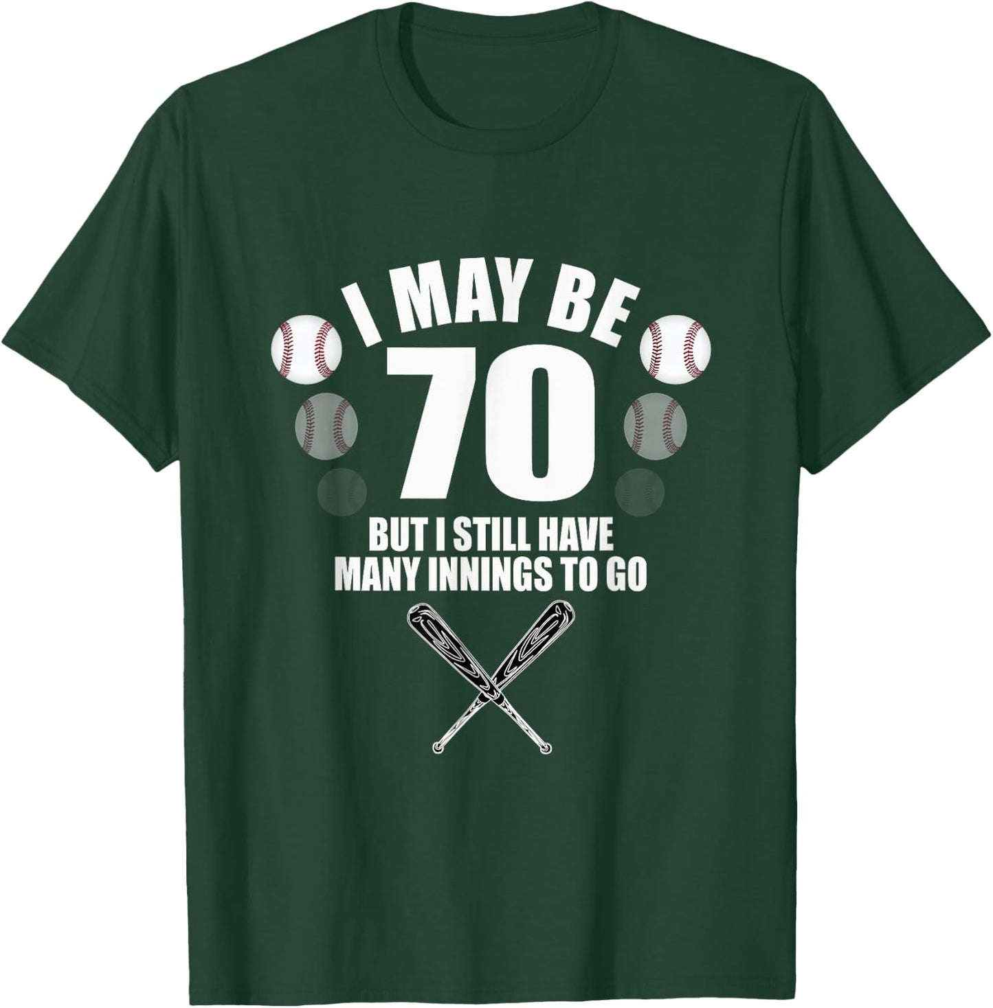 Funny 70th Birthday Shirt Baseball Fan 70 Year Old Birthday T-Shirt - T-Shirt | Forest