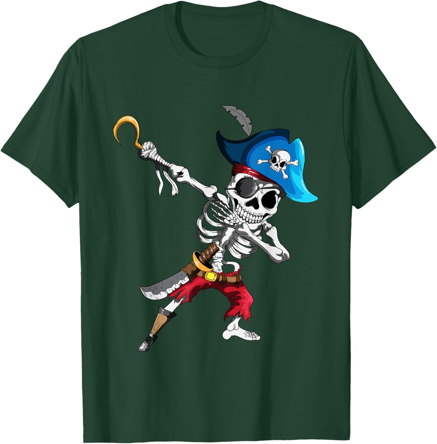 Dabbing Pirates Skeleton Eye Flap Pirate Ship Halloween T-Shirt - T-Shirt | Forest