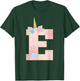 Initial Letter E Unicorn Monogram for Girls Unicorn Birthday T-Shirt - T-Shirt | Forest