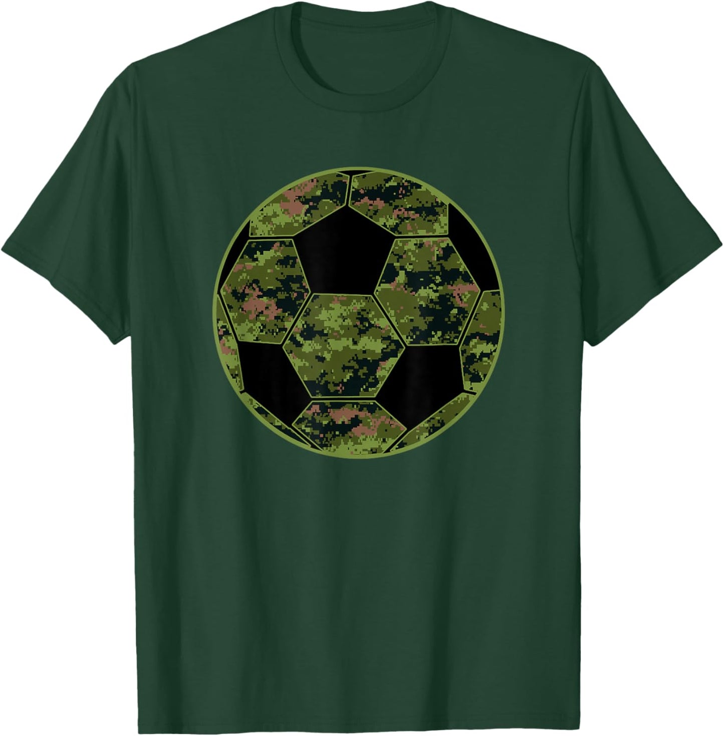 Green Camo Camouflage Soccer Ball T-Shirt - T-Shirt | Forest