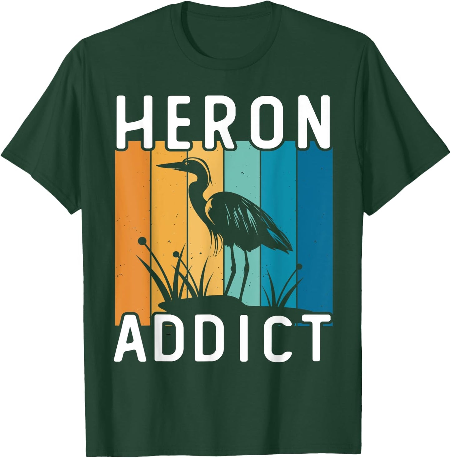 Retro Birding Heron Addict Bird T-Shirt - T-Shirt | Forest