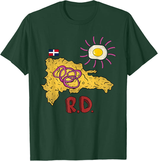 Dominican Republic Favorite Food | Mangú DR Map Egg & Salami T-Shirt - T-Shirt | Forest