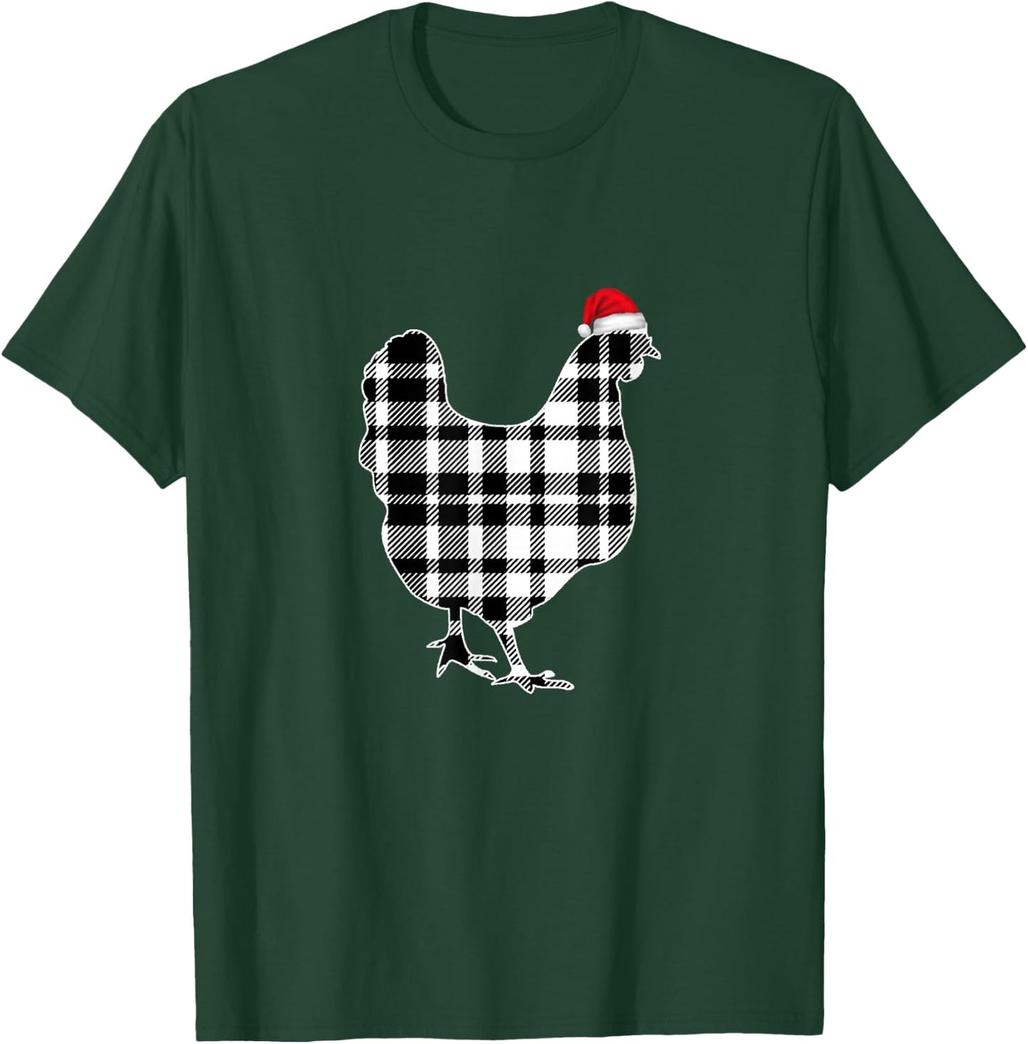 Chicken Christmas Shirt Black And White Buffalo Plaid Pajama T-Shirt - T-Shirt | Forest