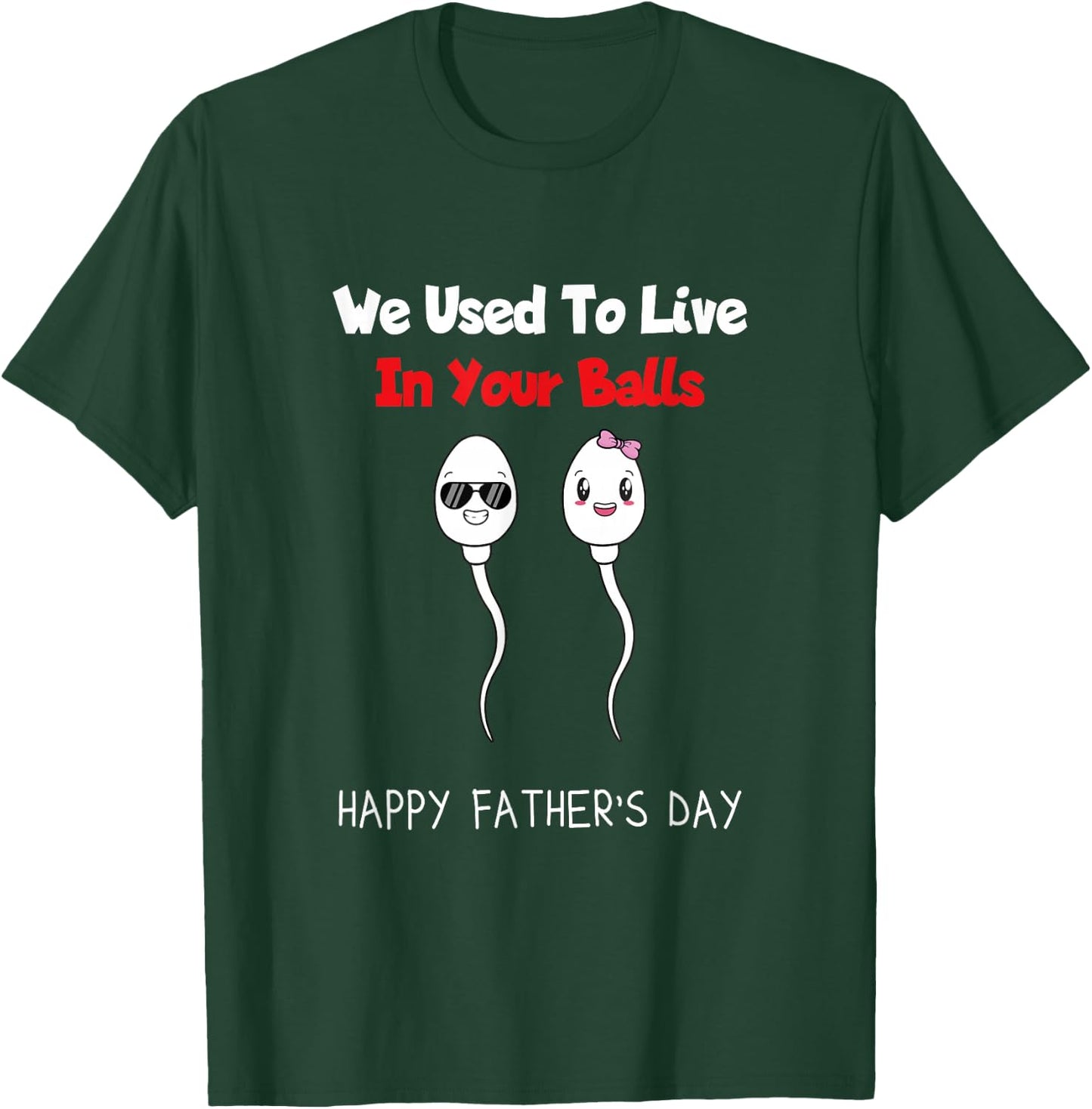 Funny Boy And Girl Fathers Day We Used To Live In Your Balls T-Shirt - T-Shirt | Forest