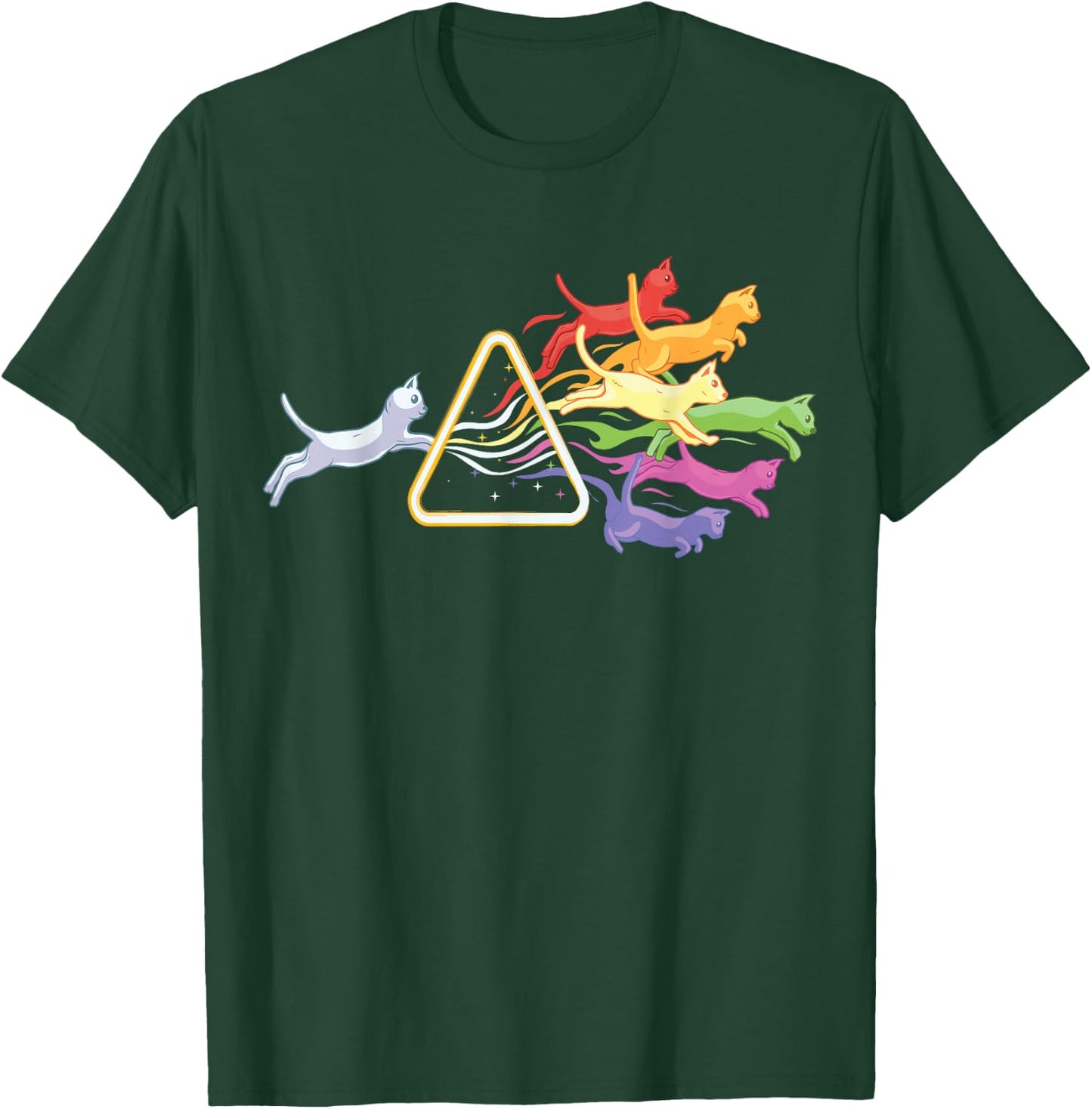 Cat Prism Rainbow Light Funny Physics Science T-Shirt - T-Shirt | Forest