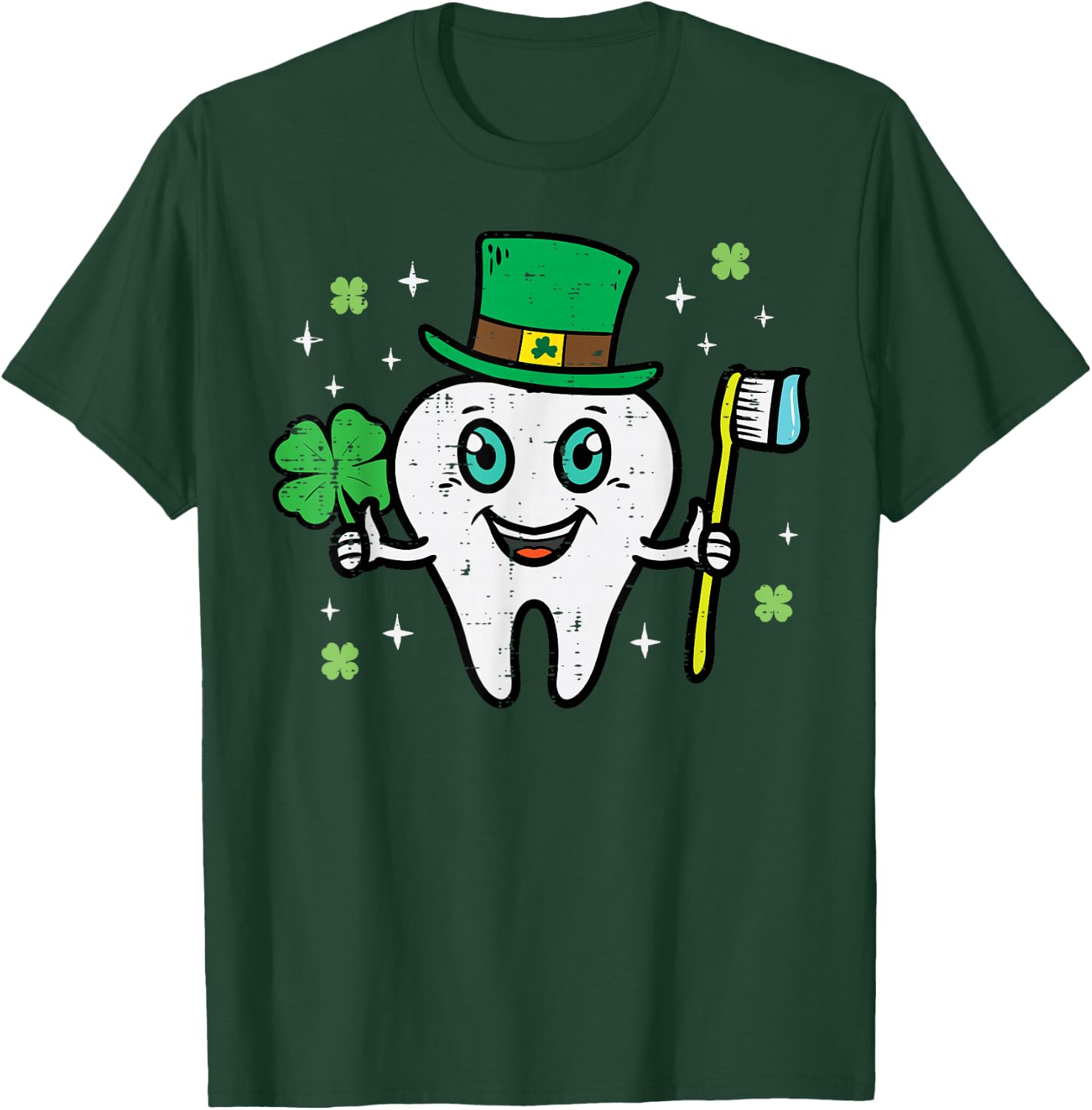 St Patricks Day Dental Tooth Saint Paddys Dentist Men Women T-Shirt - T-Shirt | Forest