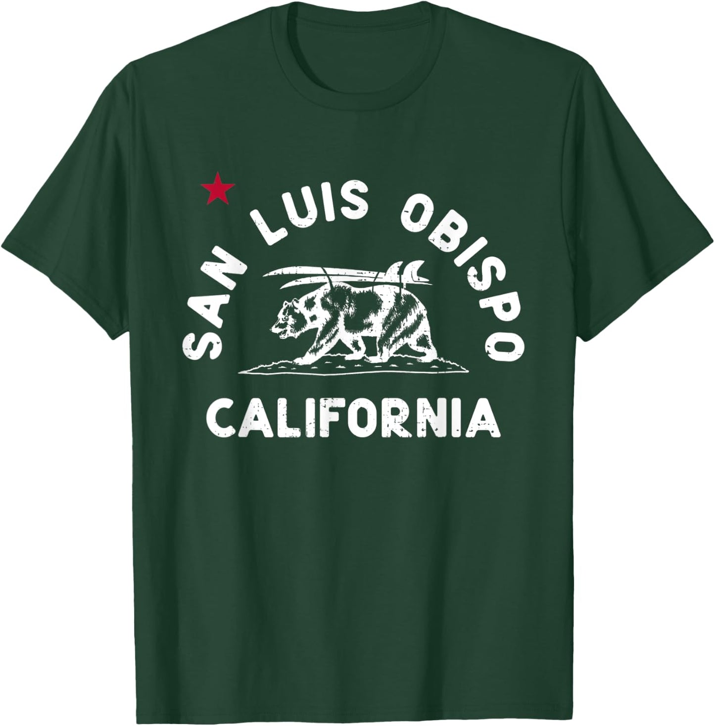 San Luis Obispo California Beach Flag Bear Surf CA Vintage Women T-Shirt - T-Shirt | Forest