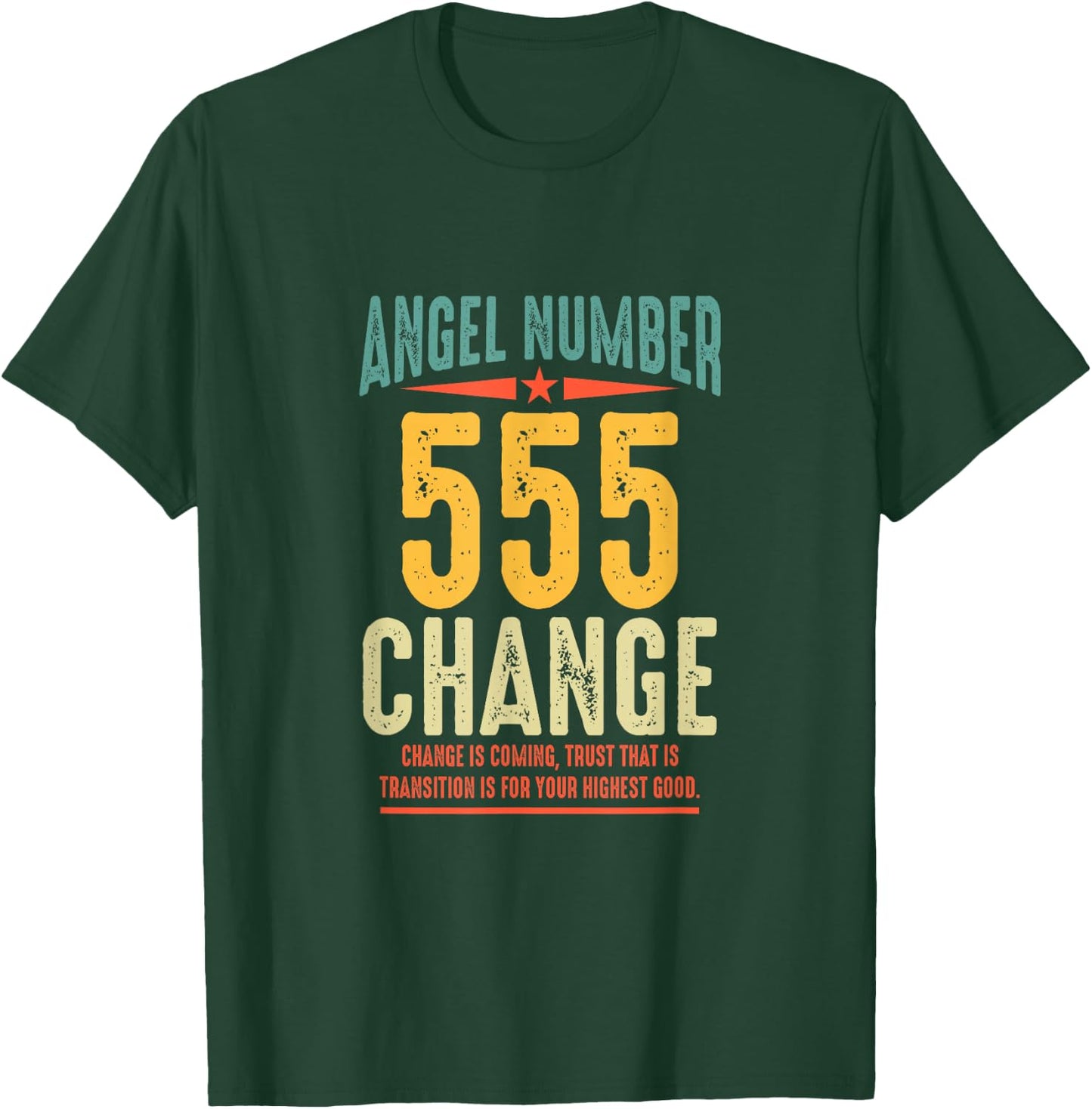 Angel Number 555 Change Retro Vintage Numerology Spiritual T-Shirt - T-Shirt | Forest