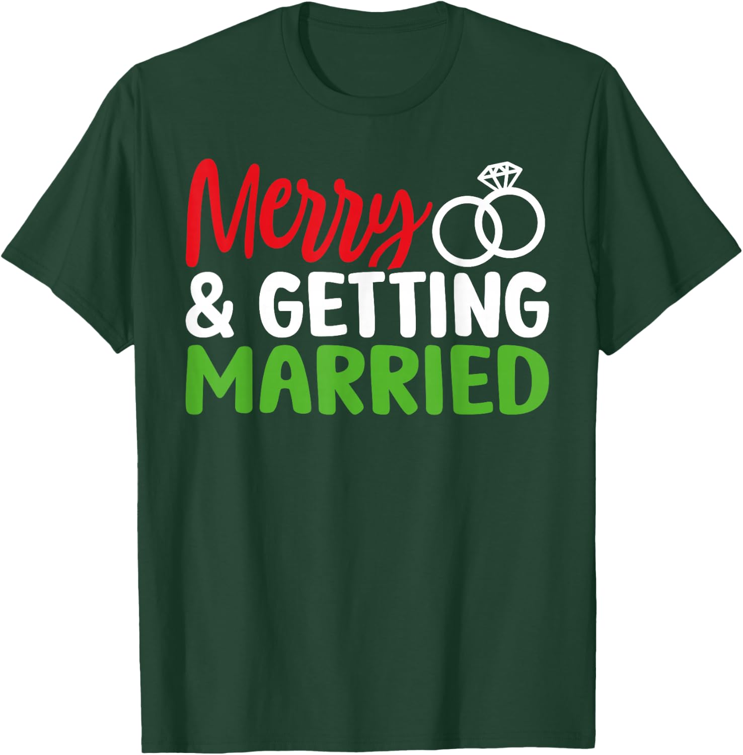 Merry and Getting Married Couples Christmas Pjs Pajamas T-Shirt - T-Shirt | Forest
