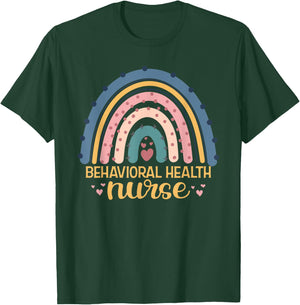 Behavioral Health Nurse Rainbow Cute Mental Health Nurse T-Shirt - T-Shirt | Forest
