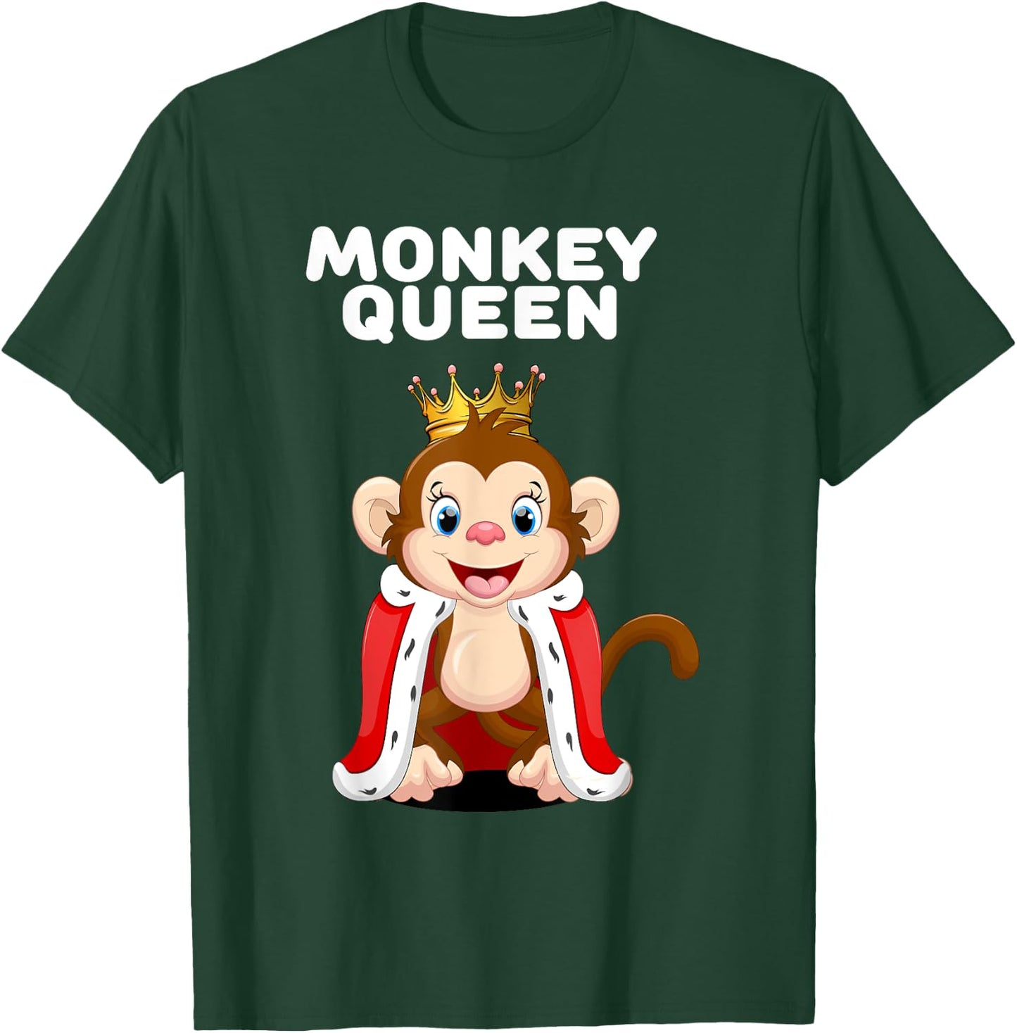 Monkey Shirts for Girls Monkey Queen | Black Cartoon Monkey T-Shirt - T-Shirt | Forest