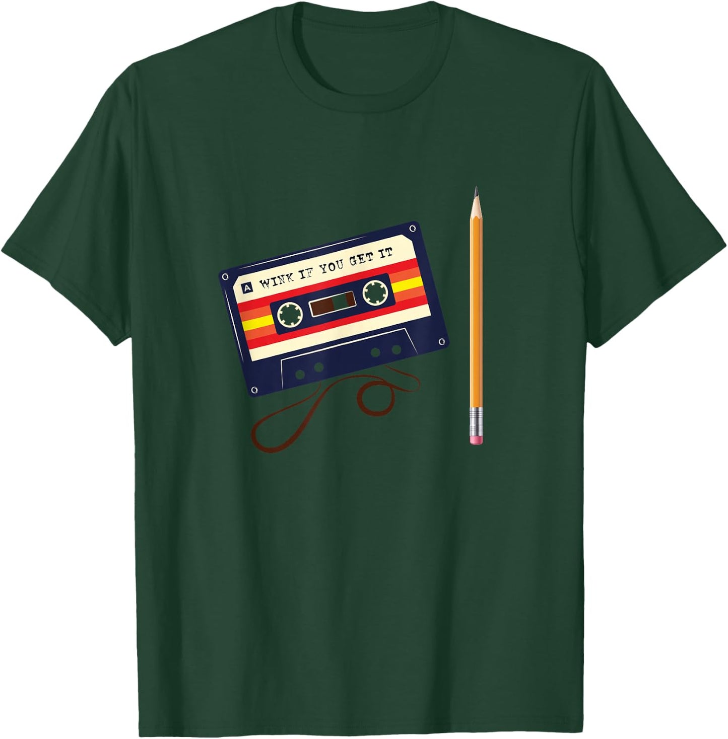 80s Music Lovers Nostalgia Shirts - Cassette Tape & Pencil T-Shirt - T-Shirt | Forest