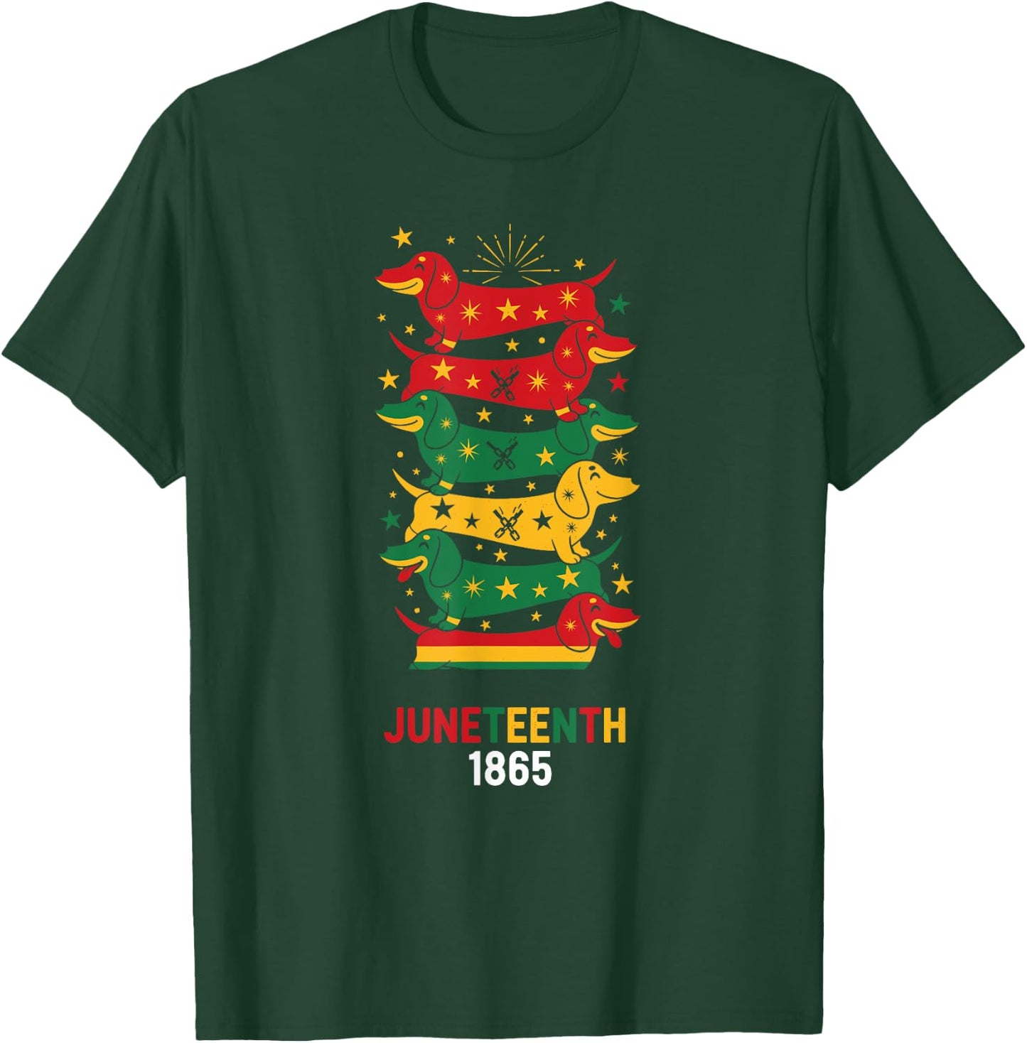 Funny Dachshund Pan African Flag Juneteenth Kids T-Shirt - T-Shirt | Forest