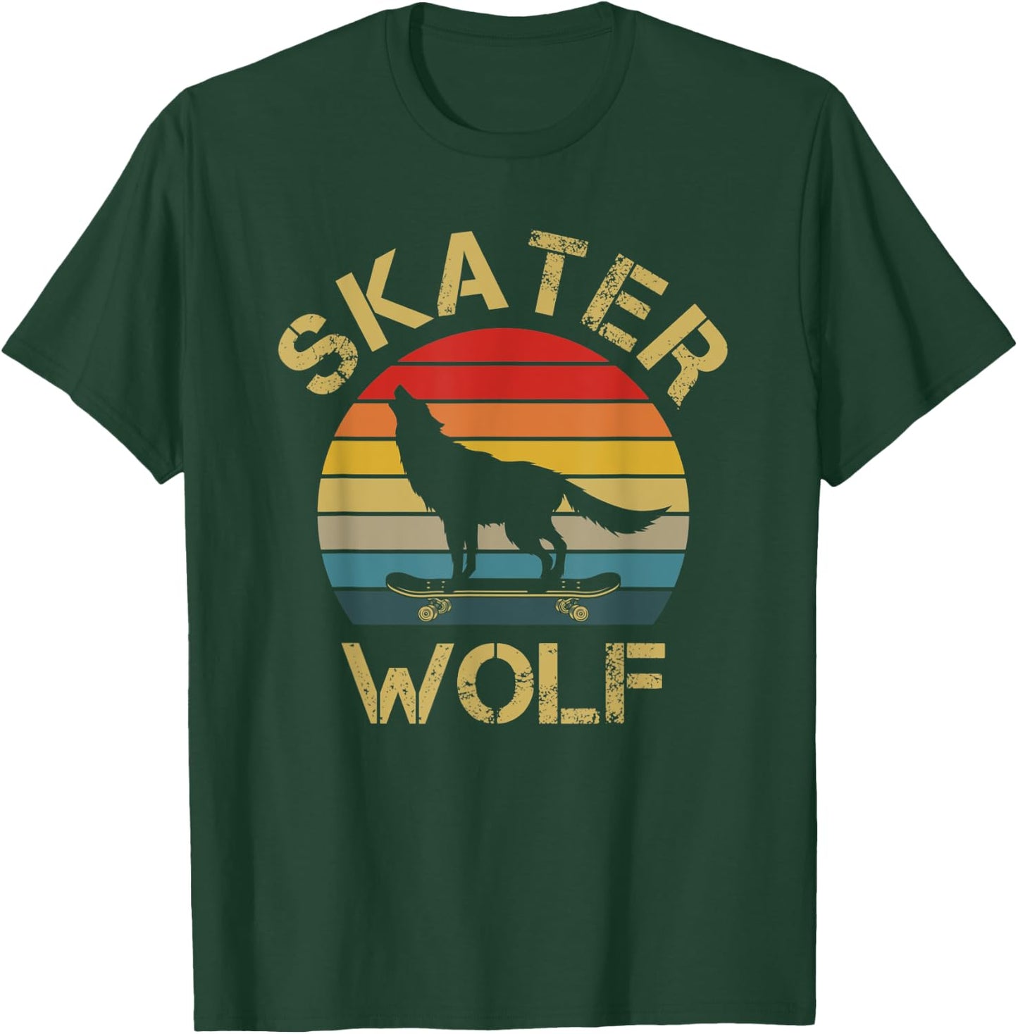 I Like Wolf Skateboard Skater Wolf Skating Wolves Lover Cute T-Shirt - T-Shirt | Forest