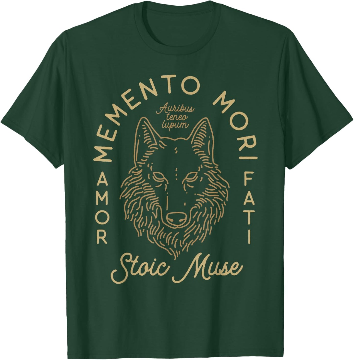 Auribus Teneo Lupum Memento Mori Amor Fati Wolf Graphic T-Shirt - T-Shirt | Forest