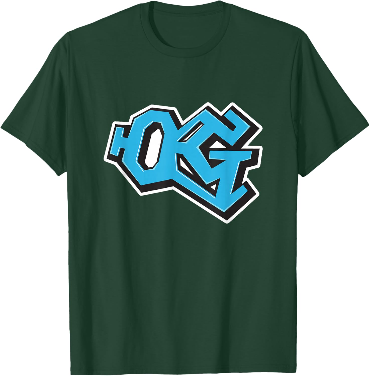 Graffiti Style Electric Blue 'OG' Gangsta T-Shirt - T-Shirt | Forest