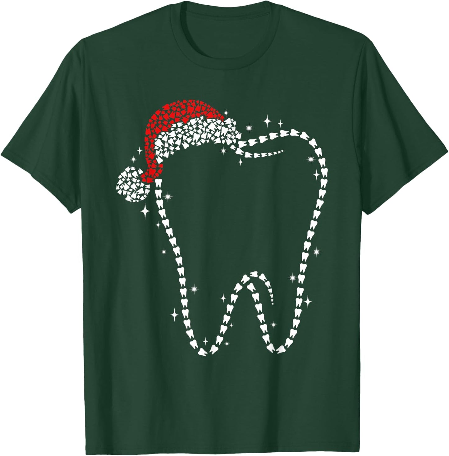 Funny Christmas Tooth Santa Hat Dental Life Dentist Holiday T-Shirt - T-Shirt | Forest