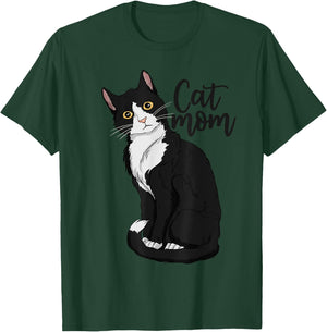 Tuxedo Cat Mom Gift Cat Mom Tuxedo Cat Mom Women Girls Kids T-Shirt - T-Shirt | Forest
