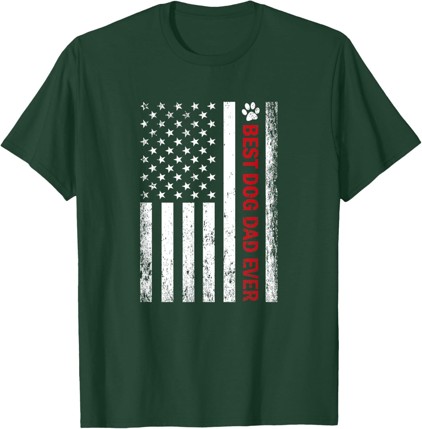 Best Dog Dad Ever American Flag T-Shirt - T-Shirt | Forest