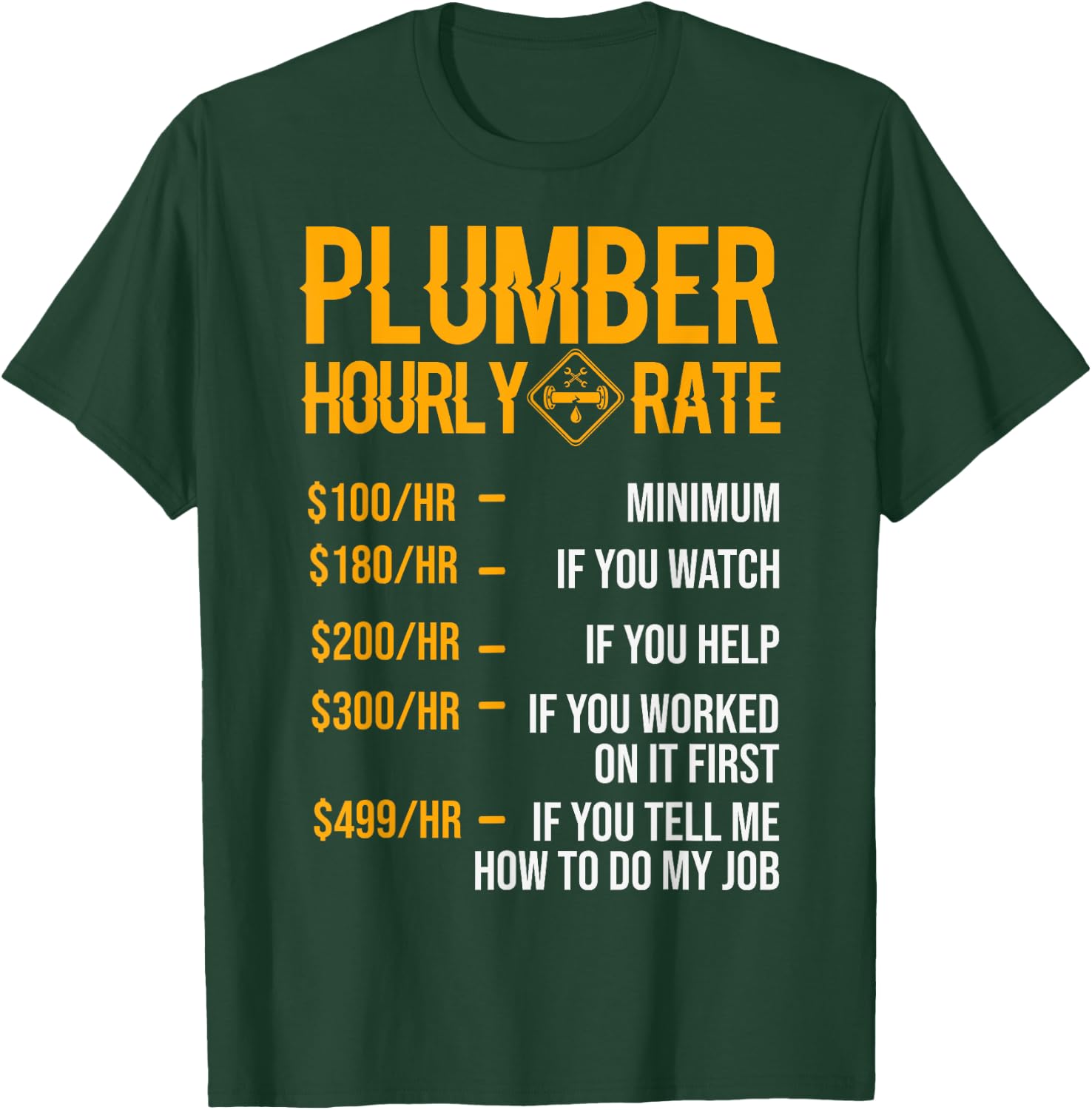 Funny Plumber Men's - Plumber Hourly Rate T-Shirt - T-Shirt | Forest