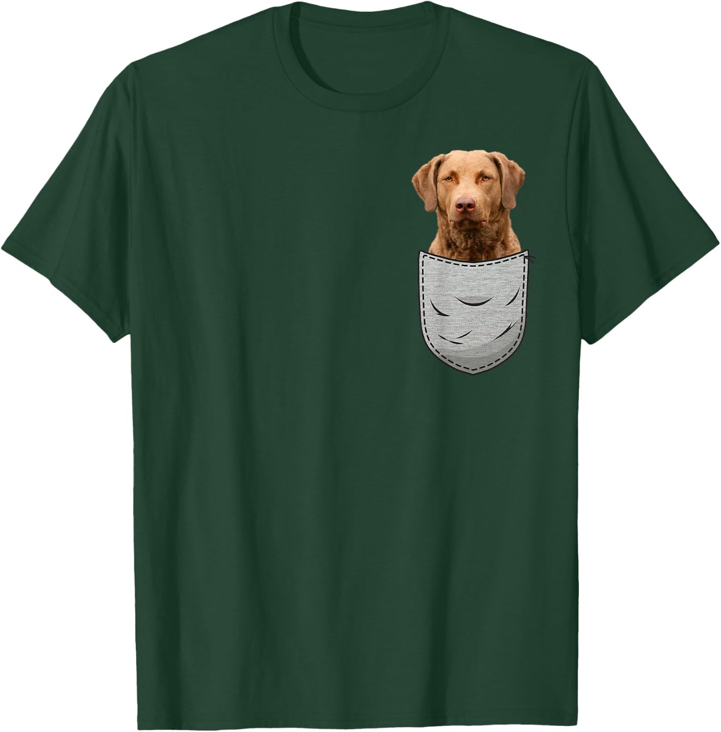 Chessie Chesapeake Bay Retriever CBR Chest Pocket T-Shirt - T-Shirt | Forest