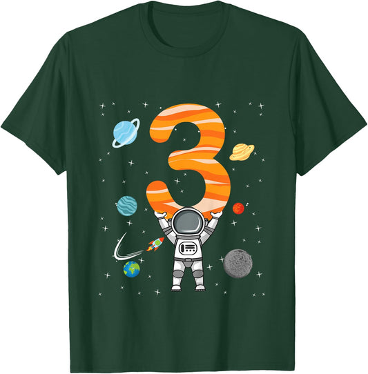 3rd Birthday Astronaut 3 Years Old Birthday Boy Gifts T-Shirt - T-Shirt | Forest