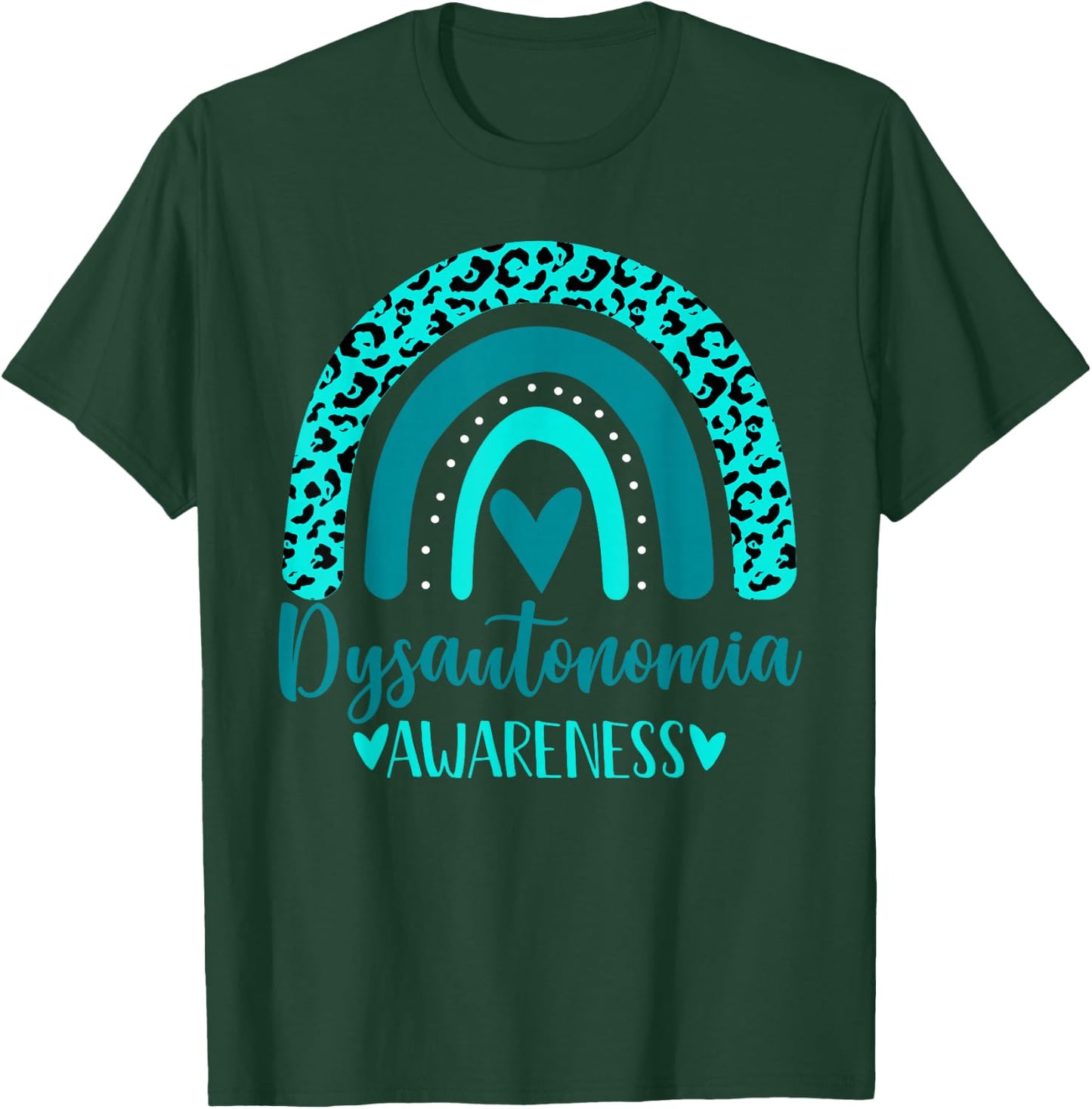 we wear Turquoise Rainbow awsewome Dysautonomia Awareness T-Shirt - T-Shirt | Forest