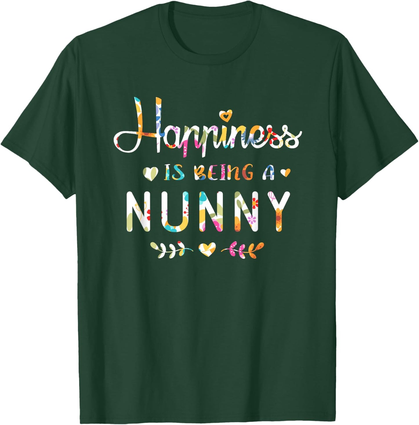 Happiness Is Being a Nunny Cute Grandma Christmas gift T-Shirt - T-Shirt | Forest