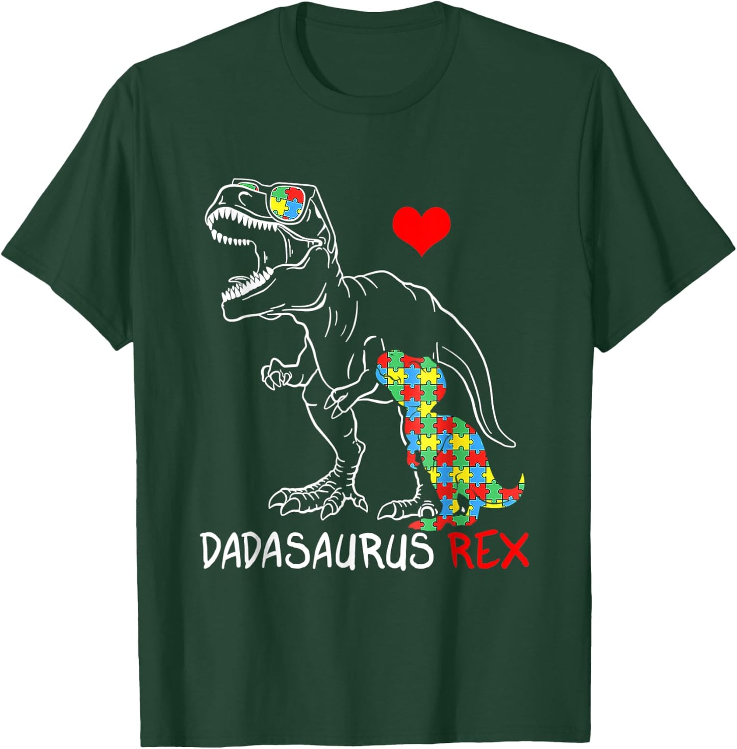 Dadasaurus Rex Autism Awareness Proud Dad Father's Day T-Shirt - T-Shirt | Forest